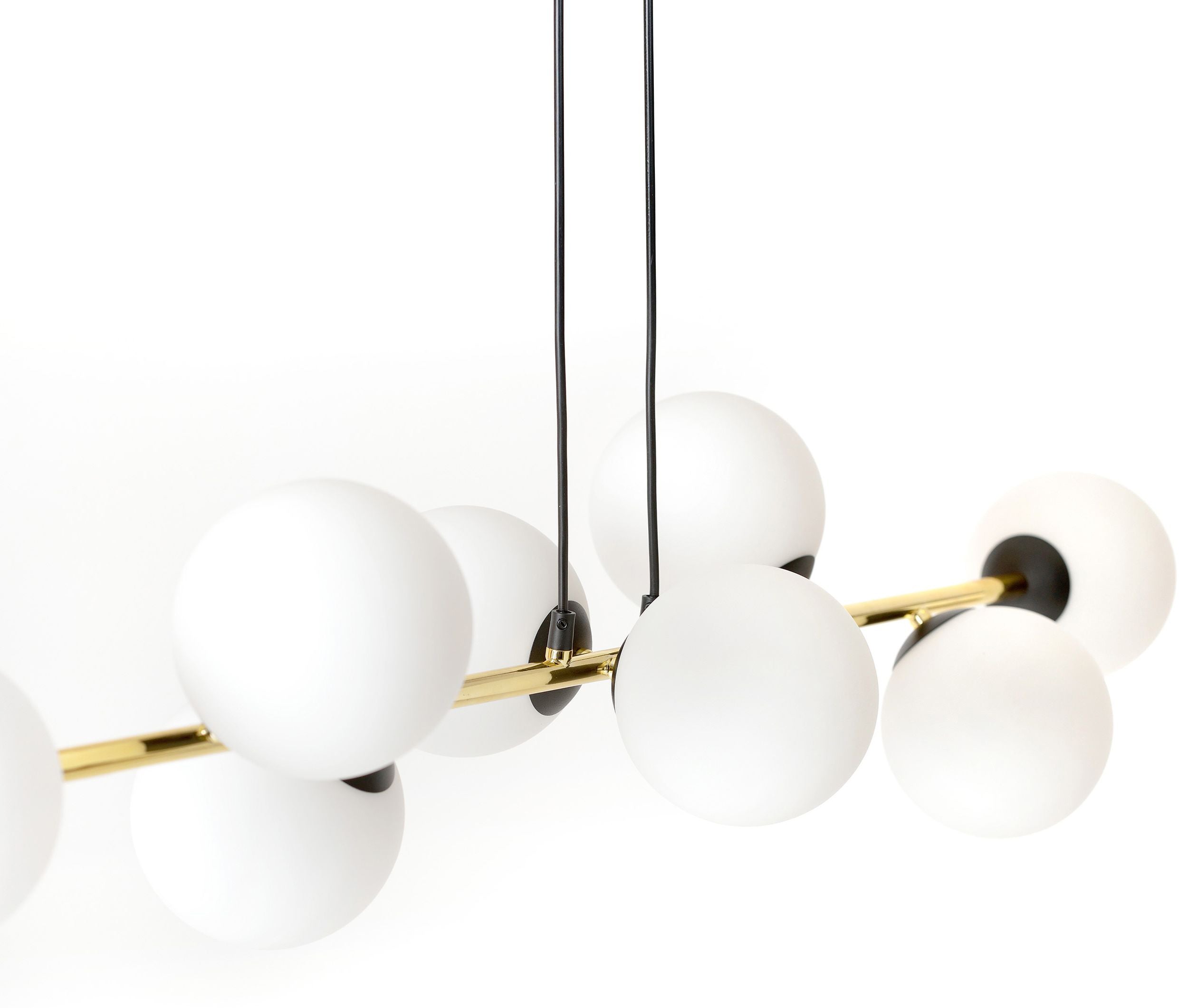 Lampa wisząca Bestalles czarno-złota z białymi kloszami x8