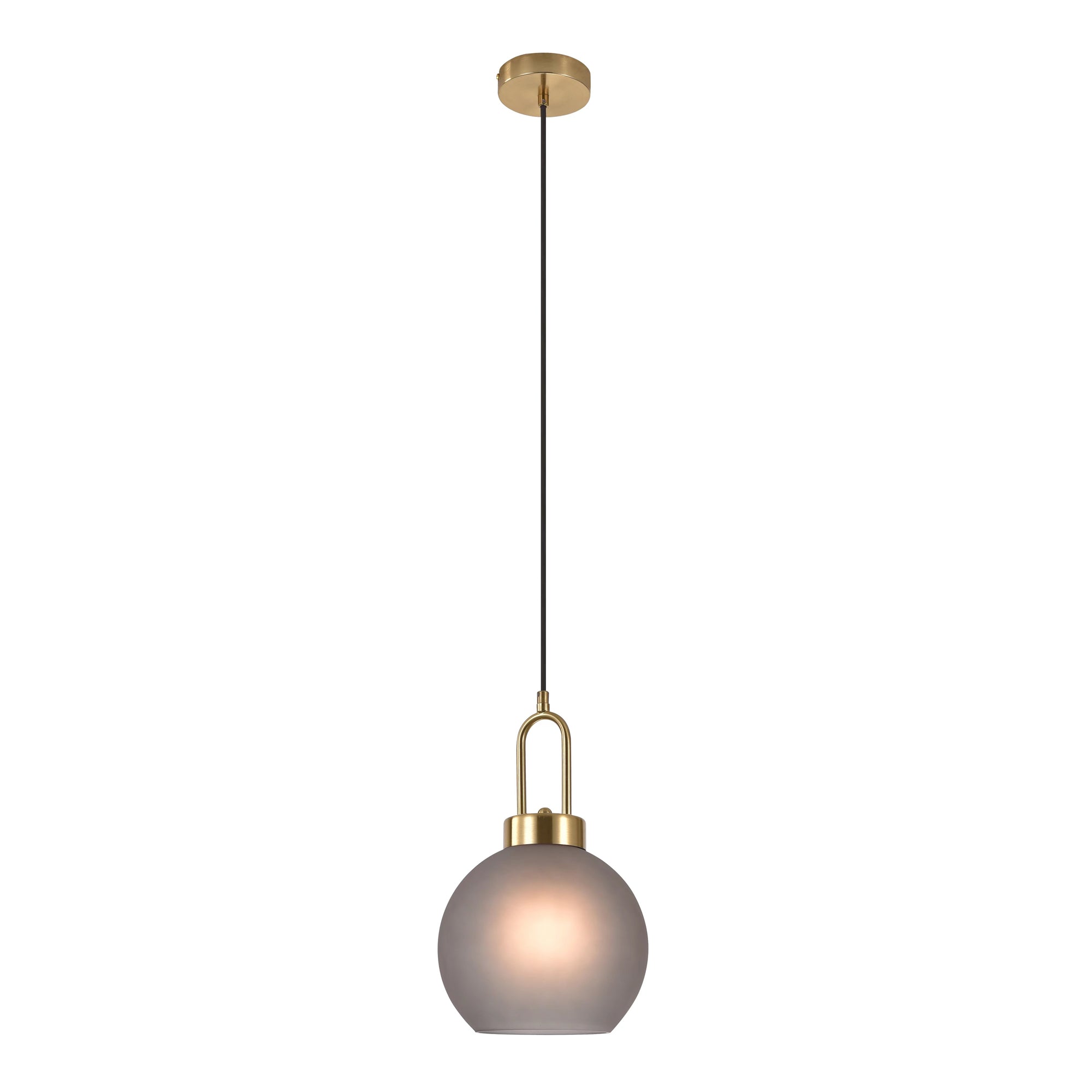 Lampa wisząca Bludin kulisty dymiony klosz