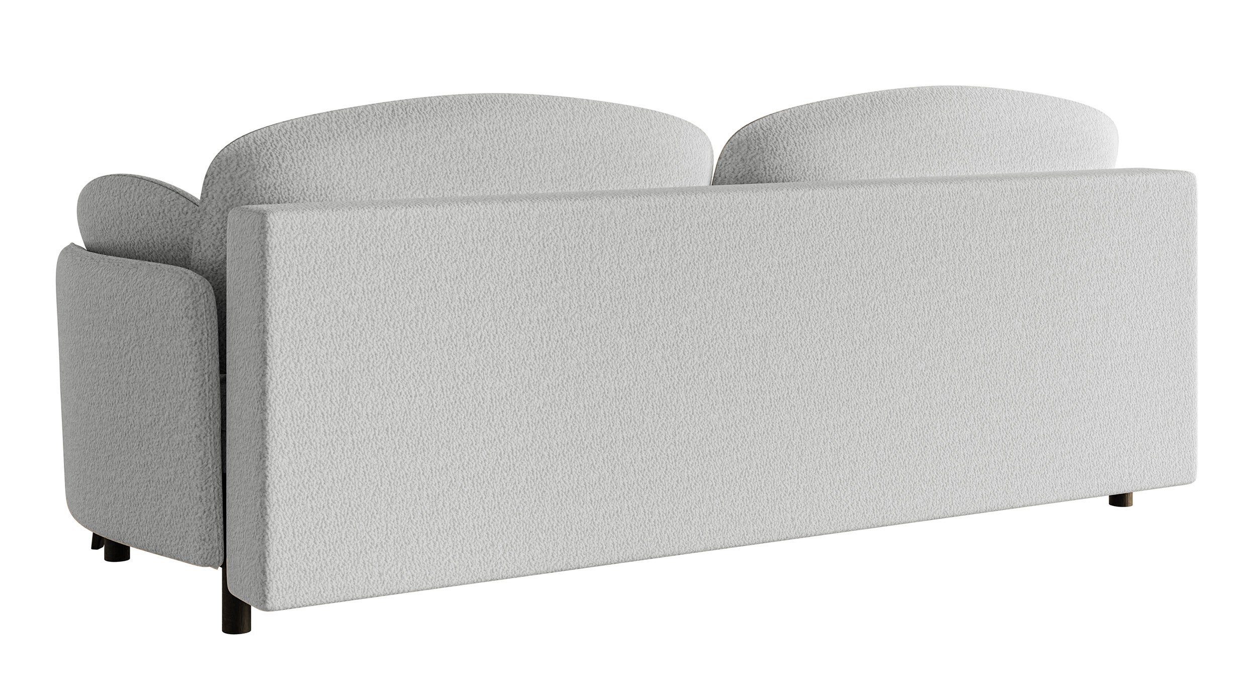 Kanapa rozkładana trzyosobowa Raviolo z pojemnikiem jasnoszara boucle nóżki czarne