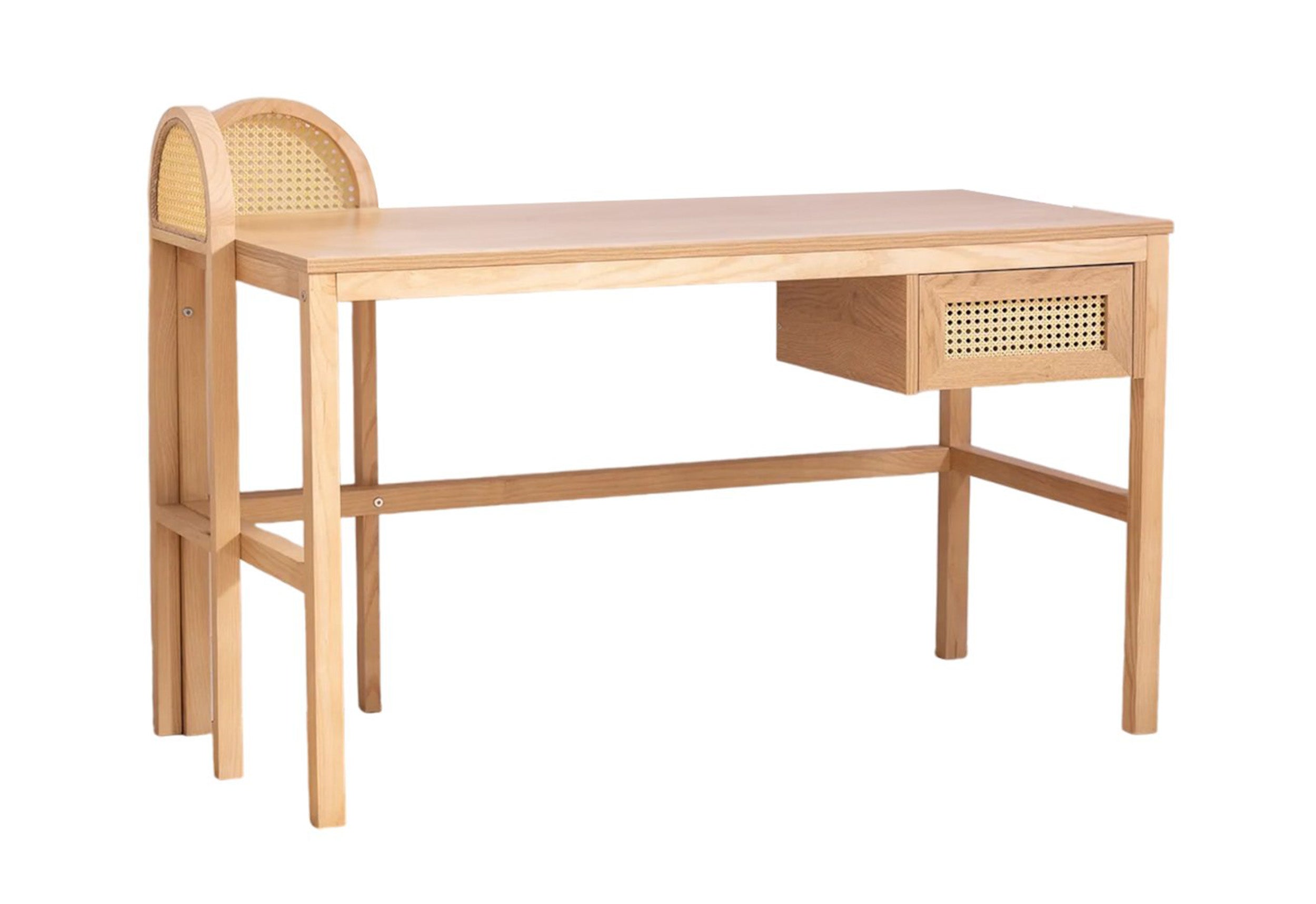 Biurko Crattale 130x60 cm z rattanowymi akcentami