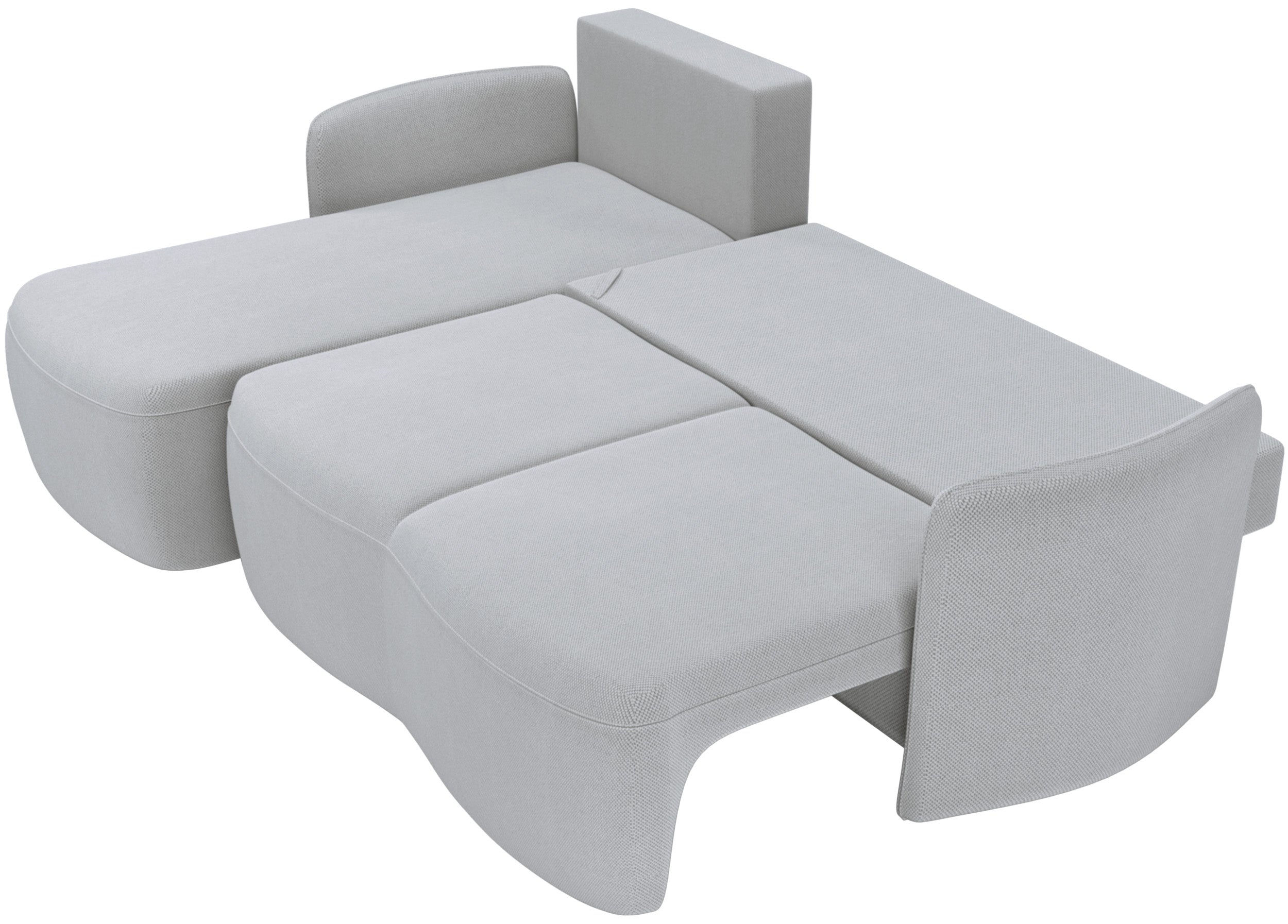 Narożnik z funkcją spania Blummi L-kształtny uniwersalny z pojemnikiem jasnoszary szenil hydrofobowy