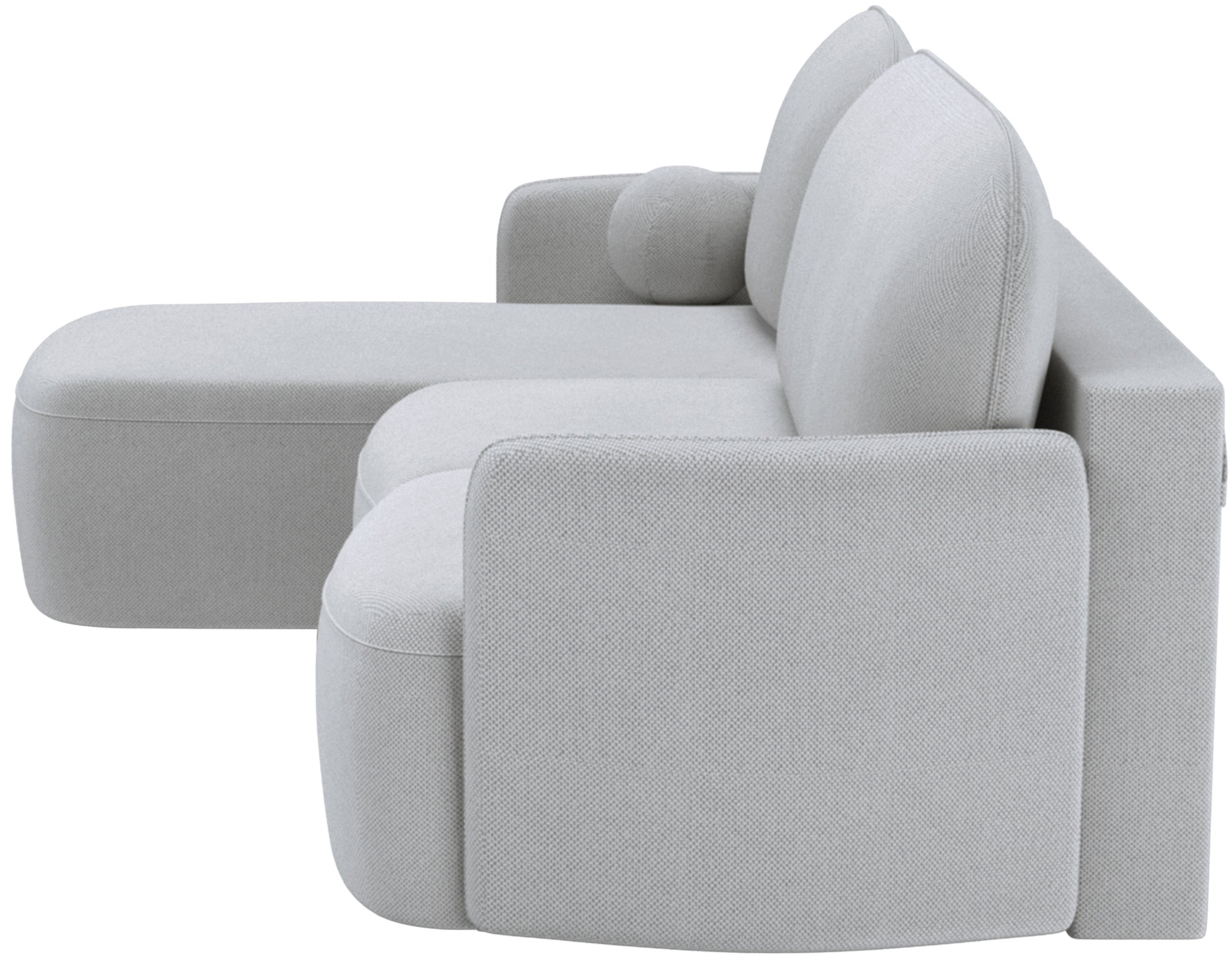 Narożnik z funkcją spania Blummi L-kształtny uniwersalny z pojemnikiem jasnoszary szenil hydrofobowy