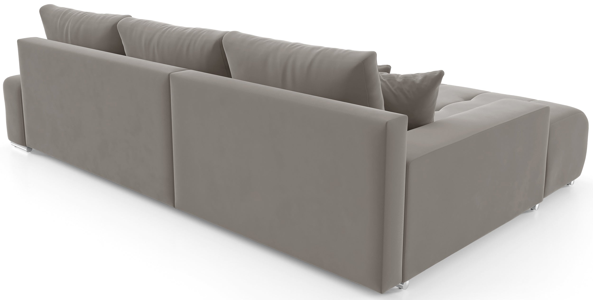 Narożnik z funkcją spania Magliano L-kształtny lewostronny z pojemnikiem beżowy welur