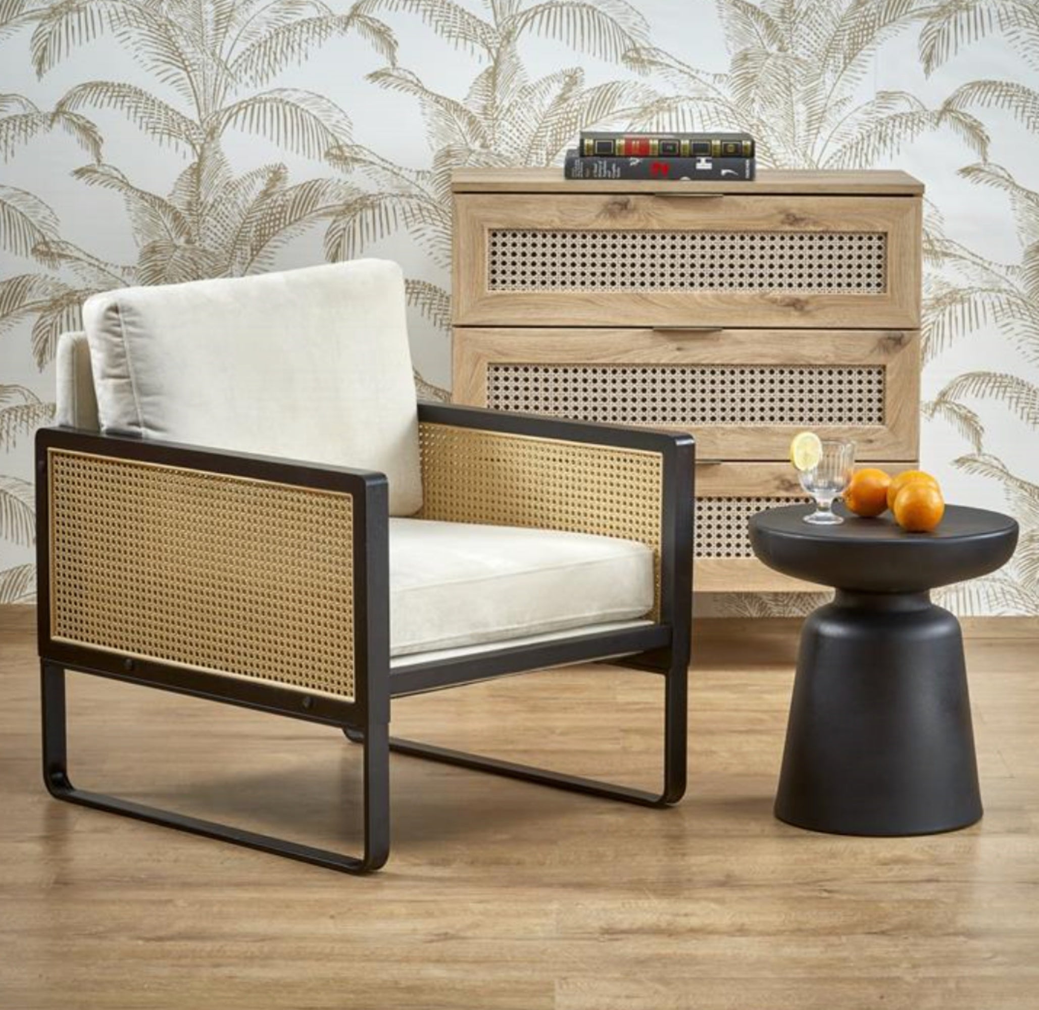 Fotel wypoczynkowy Renelsio velvet/ technorattan