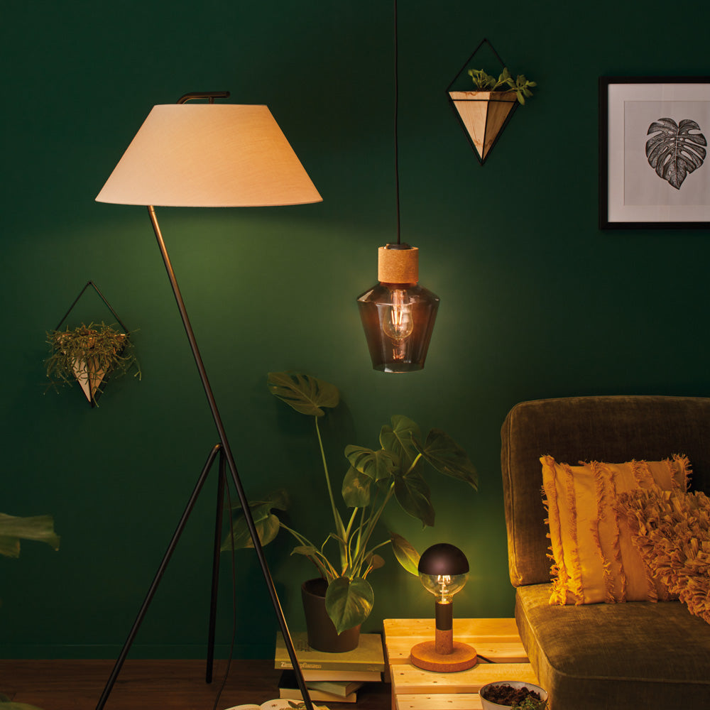 Lampa sufitowa nowoczesna Nibbler z dymionym kloszem średnica 18 cm