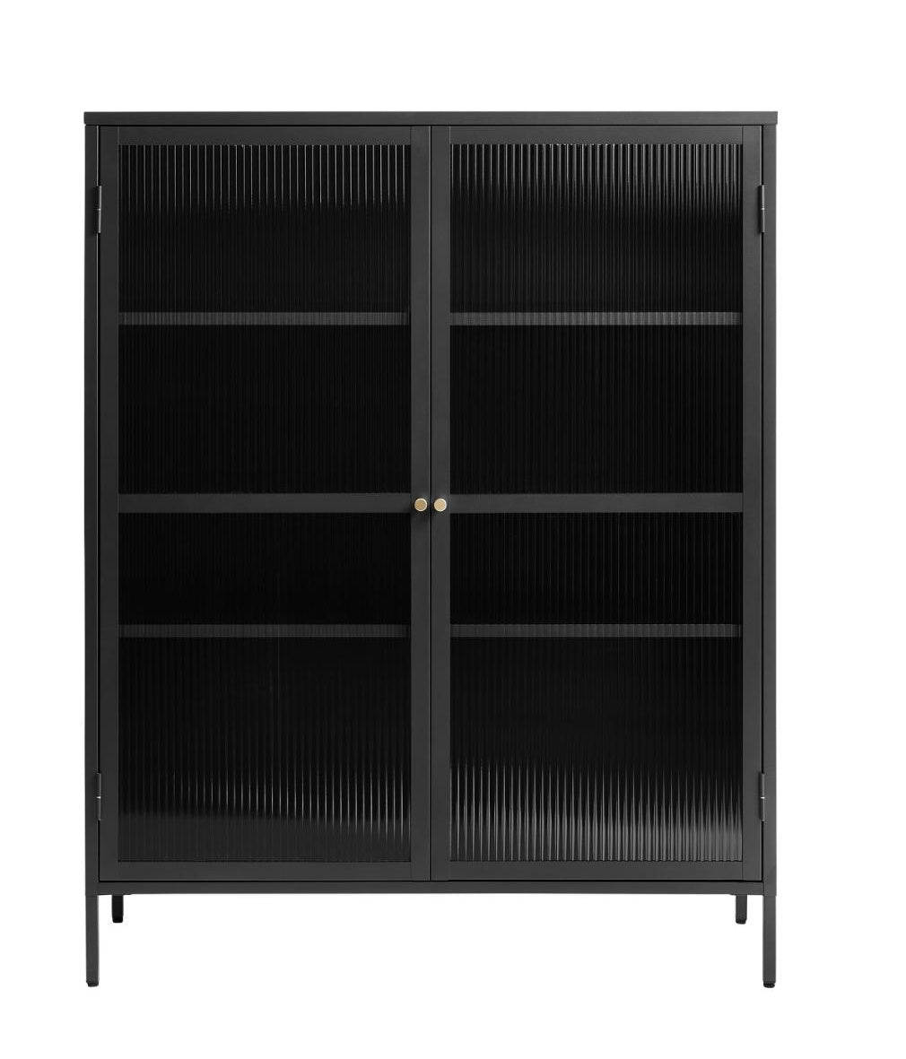 Witryna metalowa Avensunly 140 cm z przeszkleniem czarna