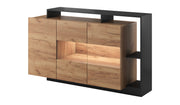 Komoda trzydrzwiowa Hirvli 155 cm dąb Craft złoty/antracyt