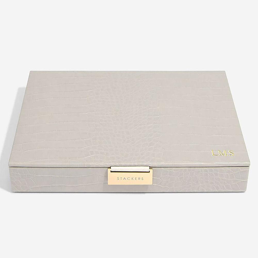 Szkatułka na biżuterię Classic jewellery Box beżowa z wytłaczanym wzorem