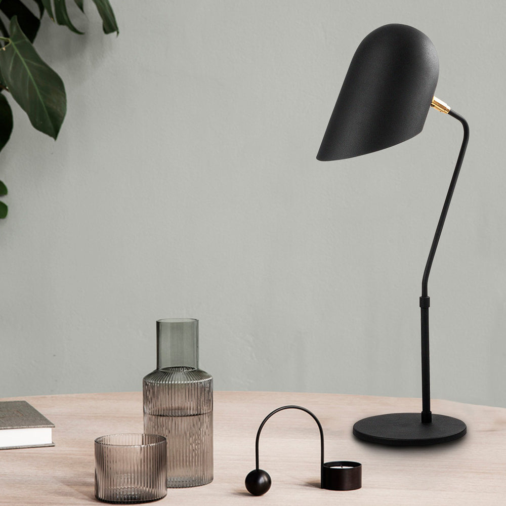 Lampka na biurko Azariah średnica 12 cm czarna