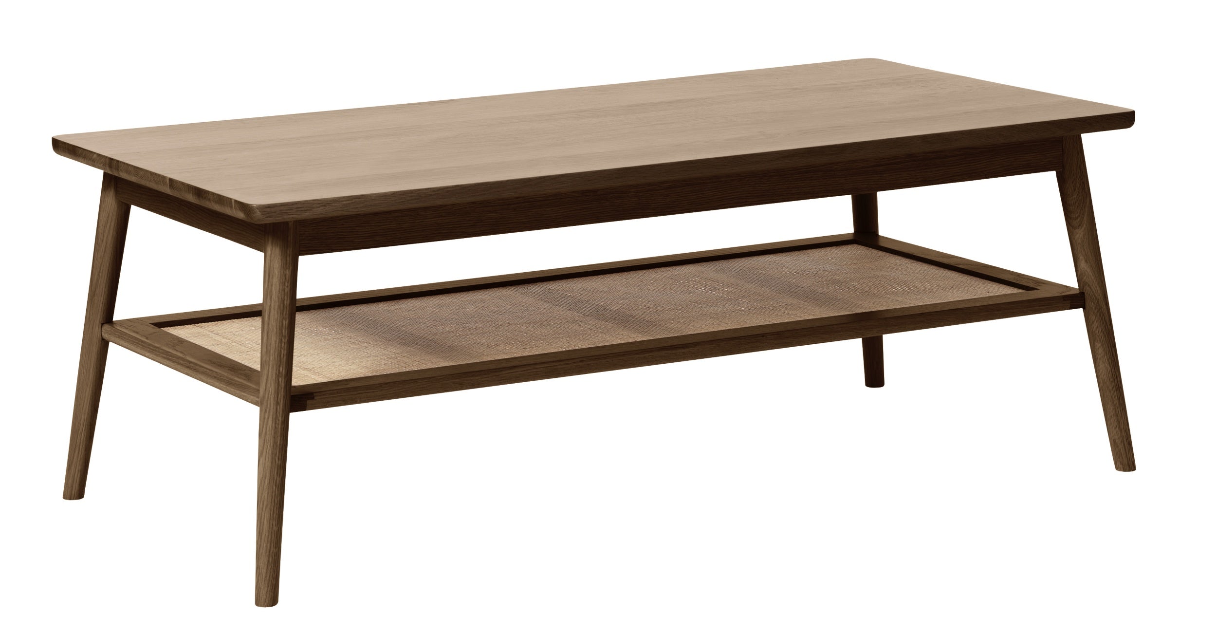 Stolik kawowy Visimmy 60x120 cm przyciemniony dąb/plecionka