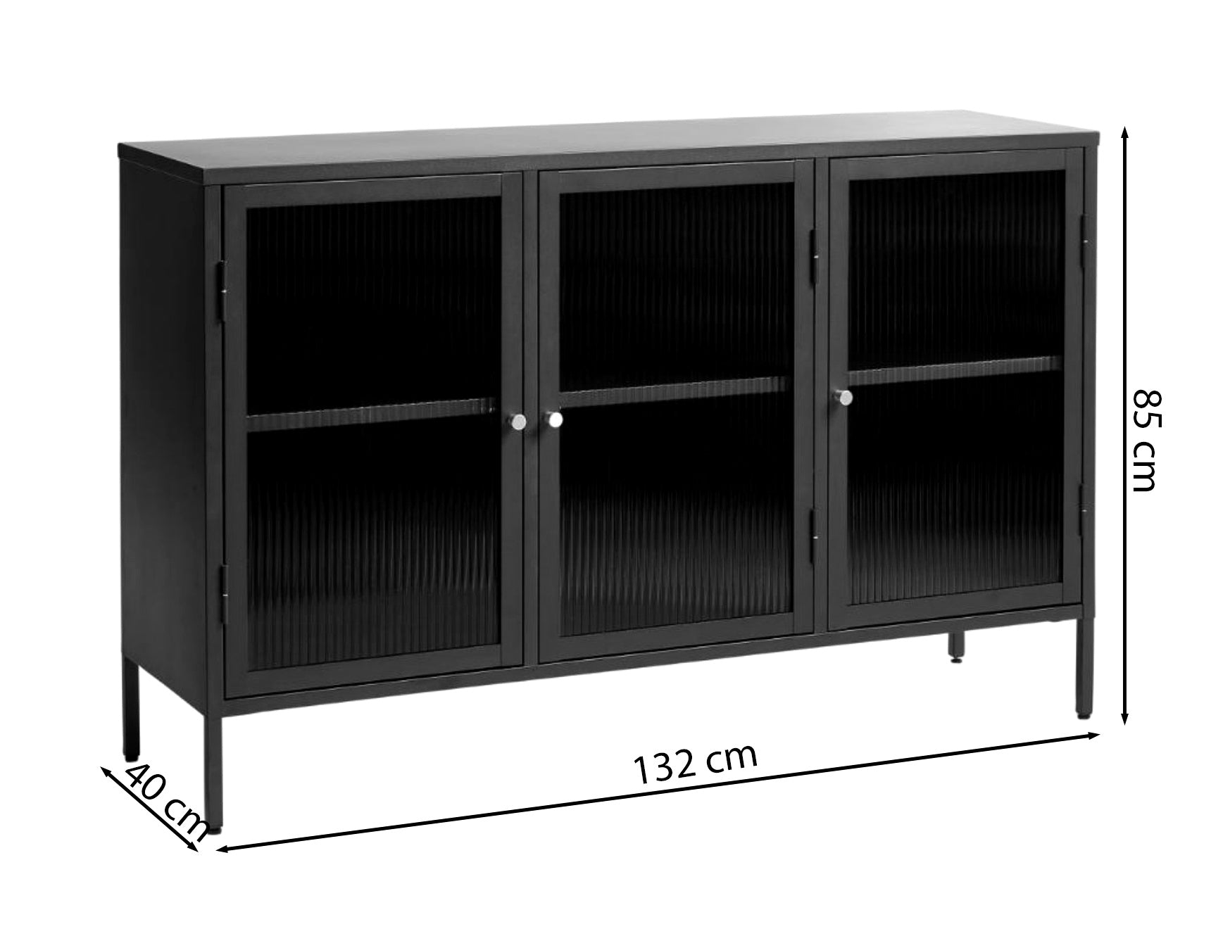 Witryna metalowa Avensunly 85 cm z przeszkleniem czarna