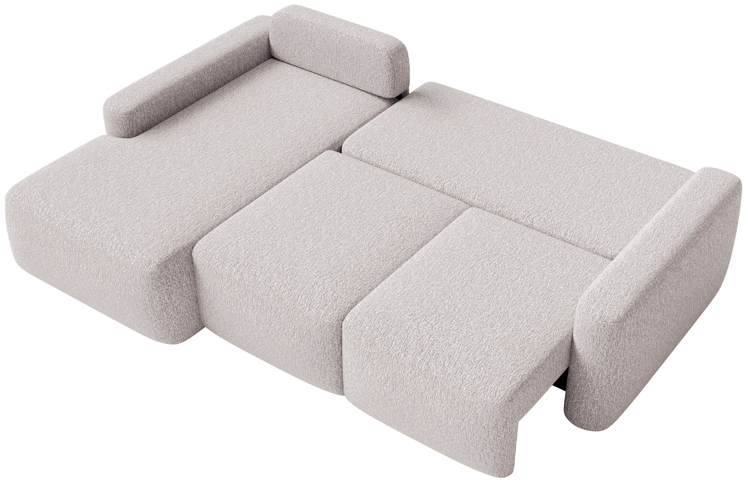 Lewostronny narożnik Carnos mini w beżowym szenilu – komfortowy wypoczynek i oszczędność miejsca.