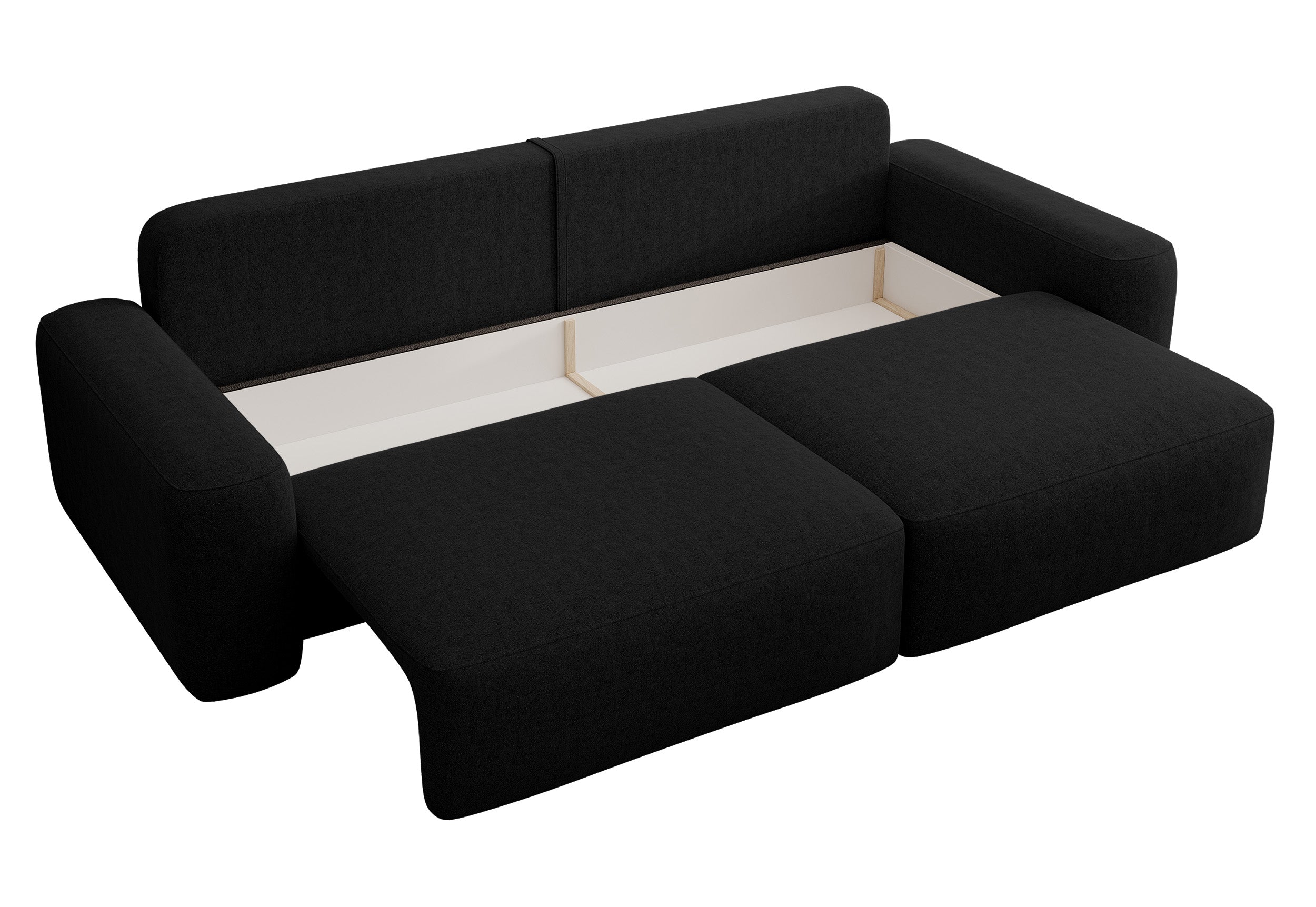 Kanapa rozkładana trzyosobowa Carnos czarna szenil hydrofobowy nogi czarne