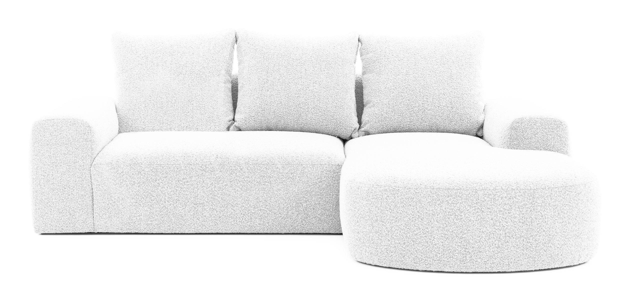 Narożnik modułowy Castellina L-kształtny 255 cm mniejszy jasnoszary w tkaninie boucle prawostronny
