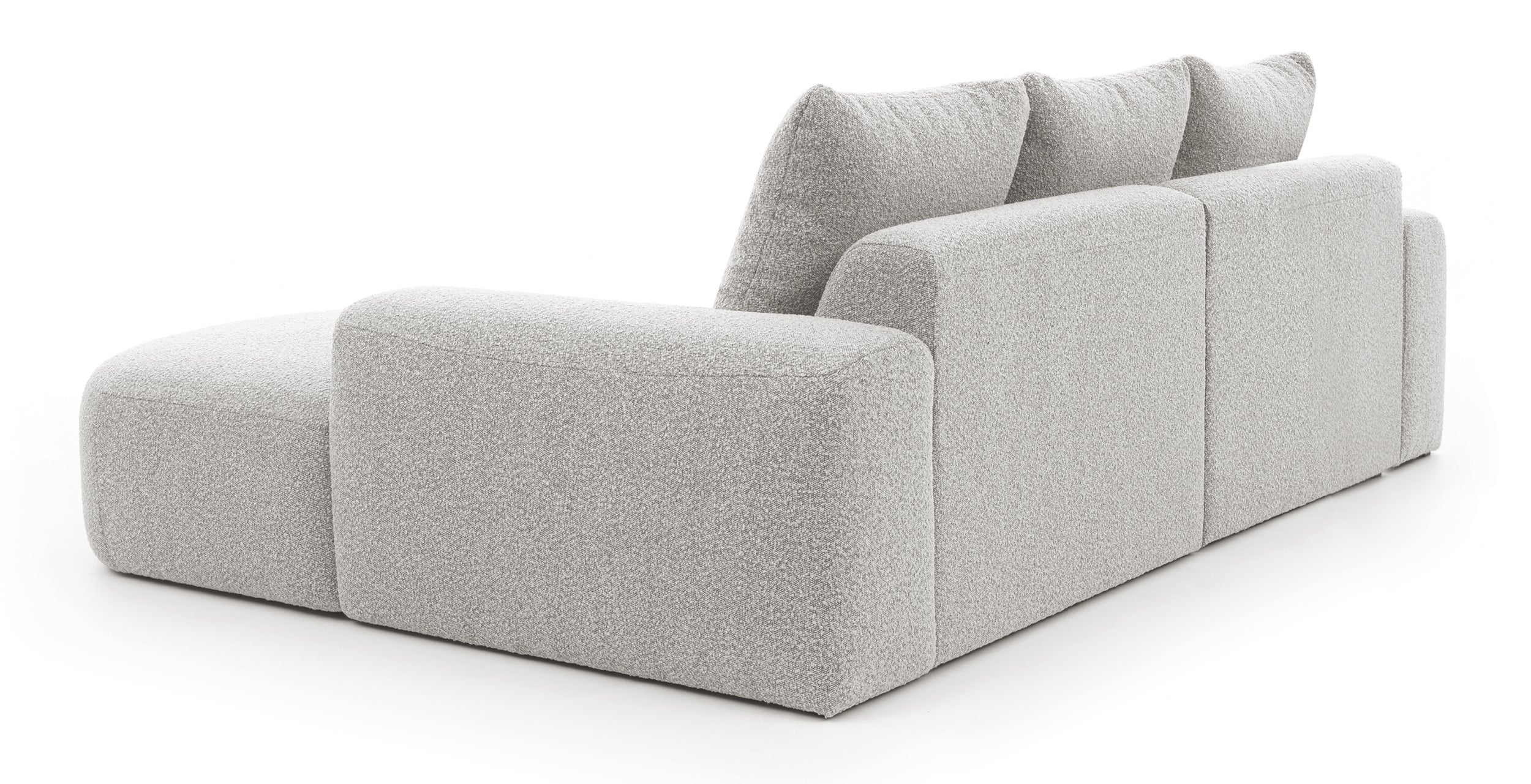 Narożnik modułowy Castellina L-kształtny 255 cm mniejszy szary w tkaninie boucle prawostronny