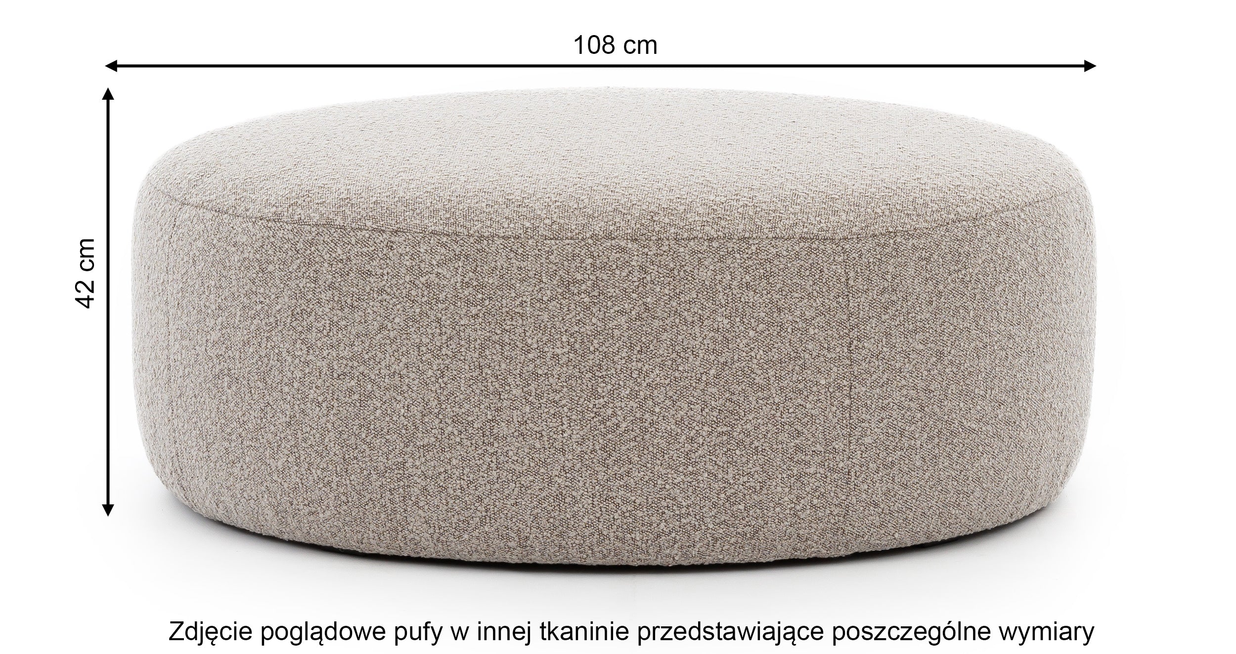 Pufa Castellina okrągła 108 cm ciemnoszara w tkaninie boucle