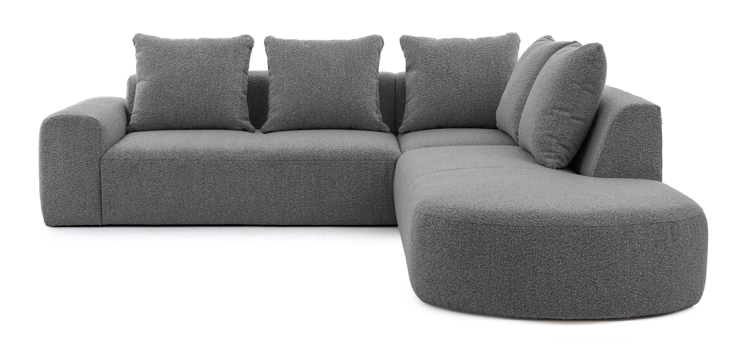 Narożnik modułowy Castellina L-kształtny 255 cm większy ciemnoszary w tkaninie boucle prawostronny