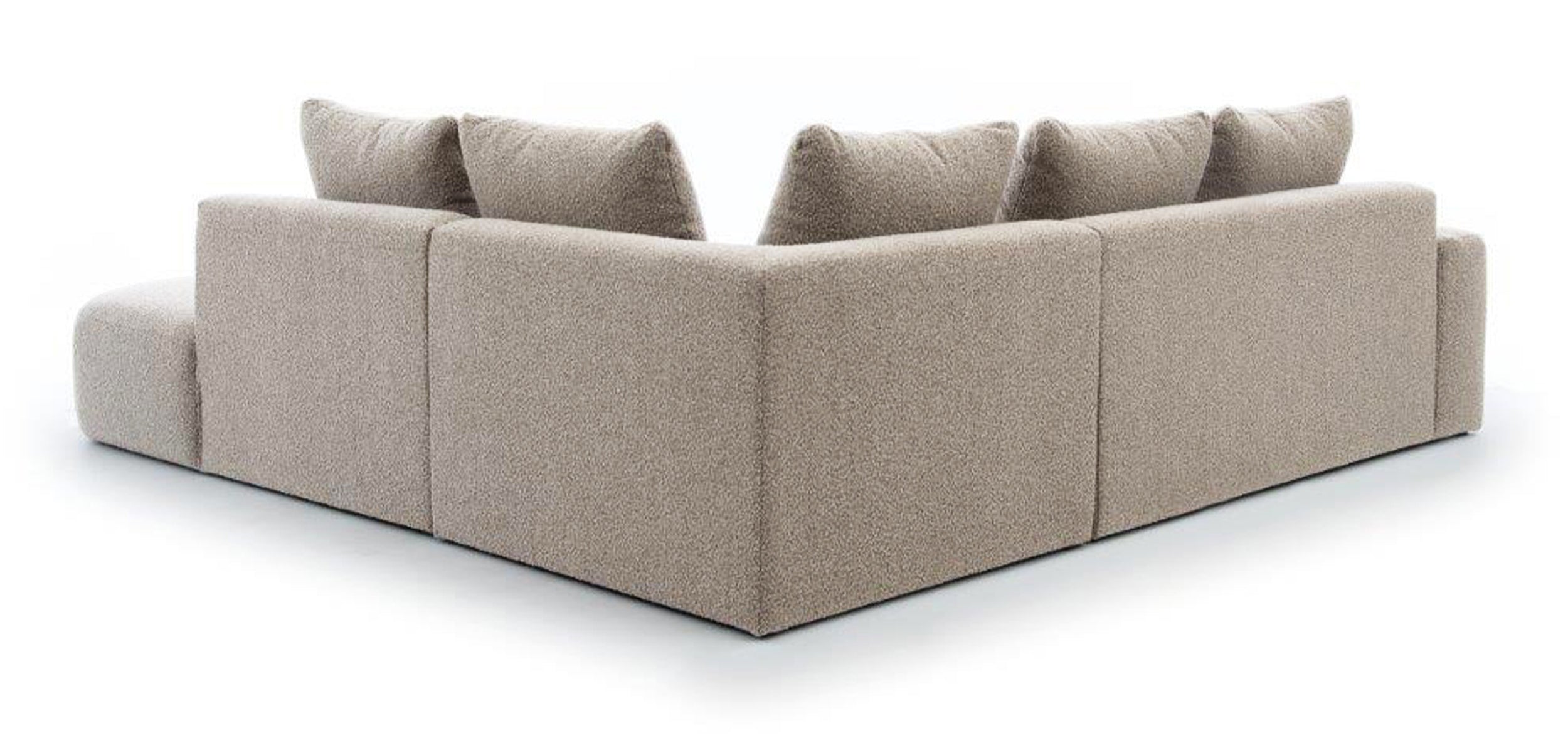 Narożnik modułowy Castellina L-kształtny 255 cm większy ciemnobeżowy w tkaninie boucle prawostronny