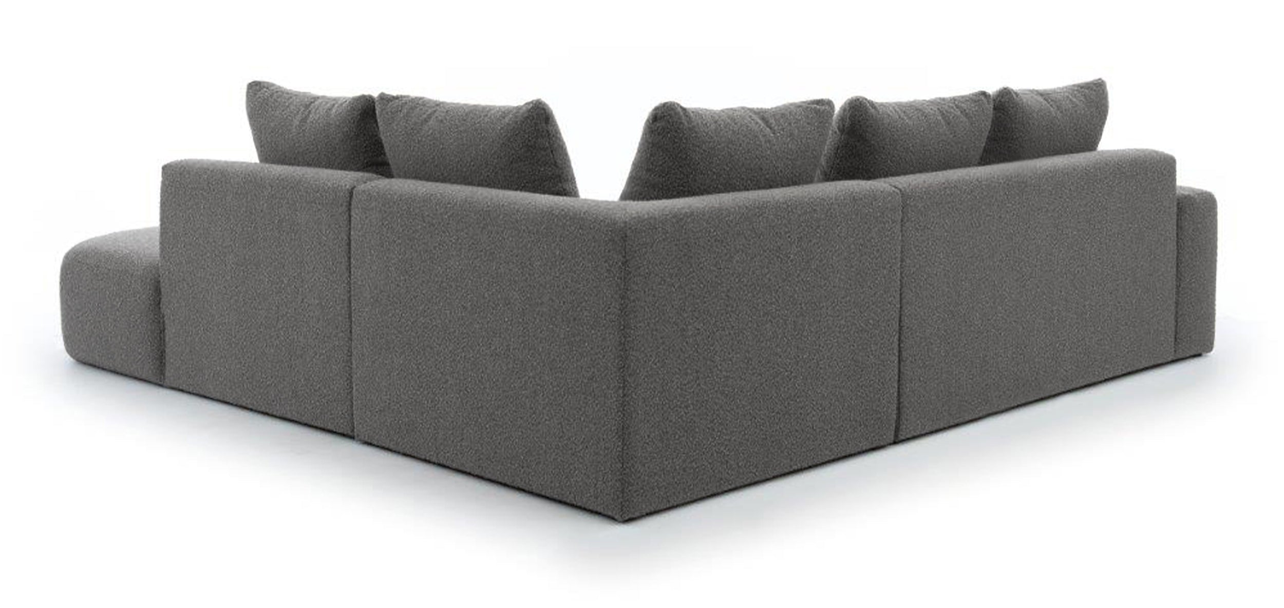 Narożnik modułowy Castellina L-kształtny 255 cm większy ciemnoszary w tkaninie boucle prawostronny