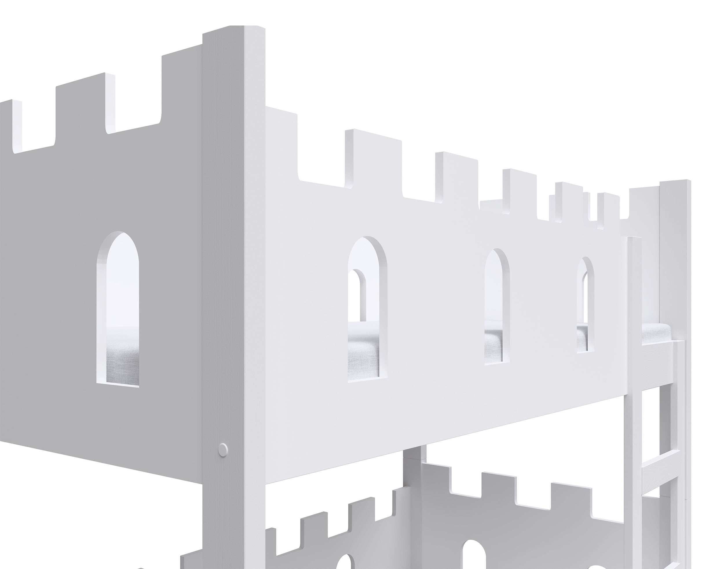 Łóżko piętrowe 75x180 cm Castelo z materacami i szufladami biały