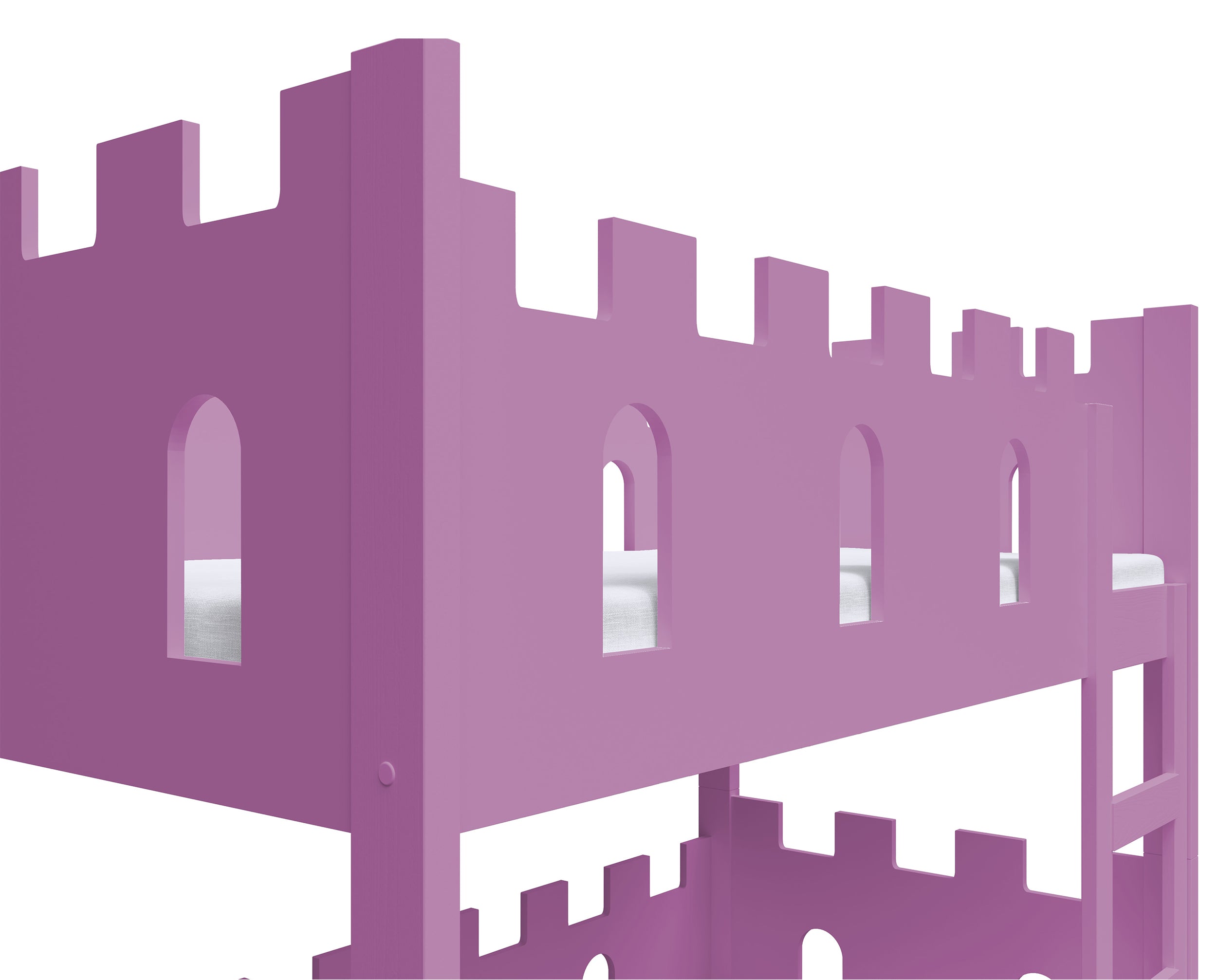 Łóżko piętrowe 75x180 cm Castelo z materacami i szufladami różowy