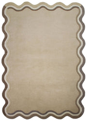 Dywan wełniany ręcznie wykonany Leo Scallop Border 160x230 cm beżowy