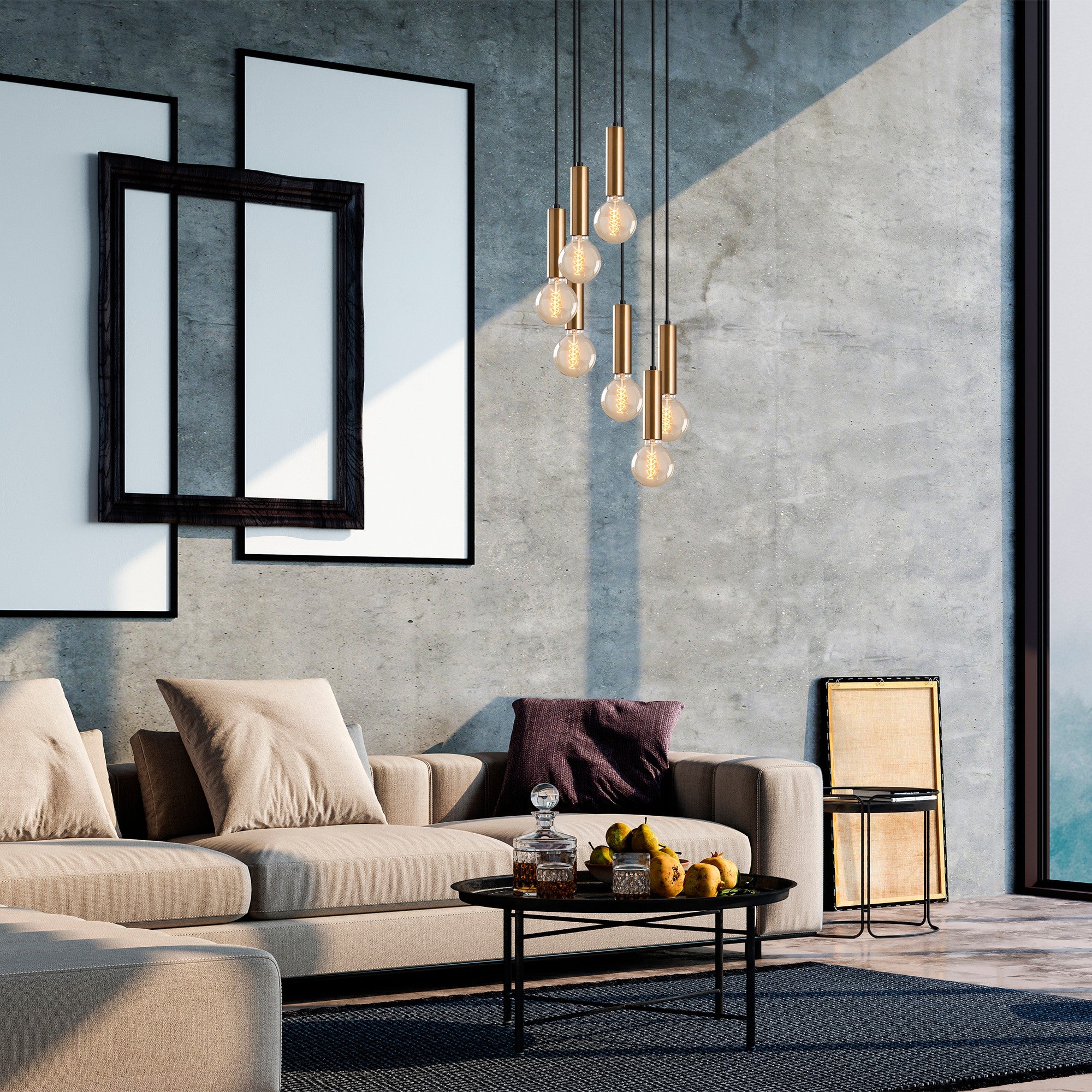 Lampa wisząca Thestly x7 czarno-złota