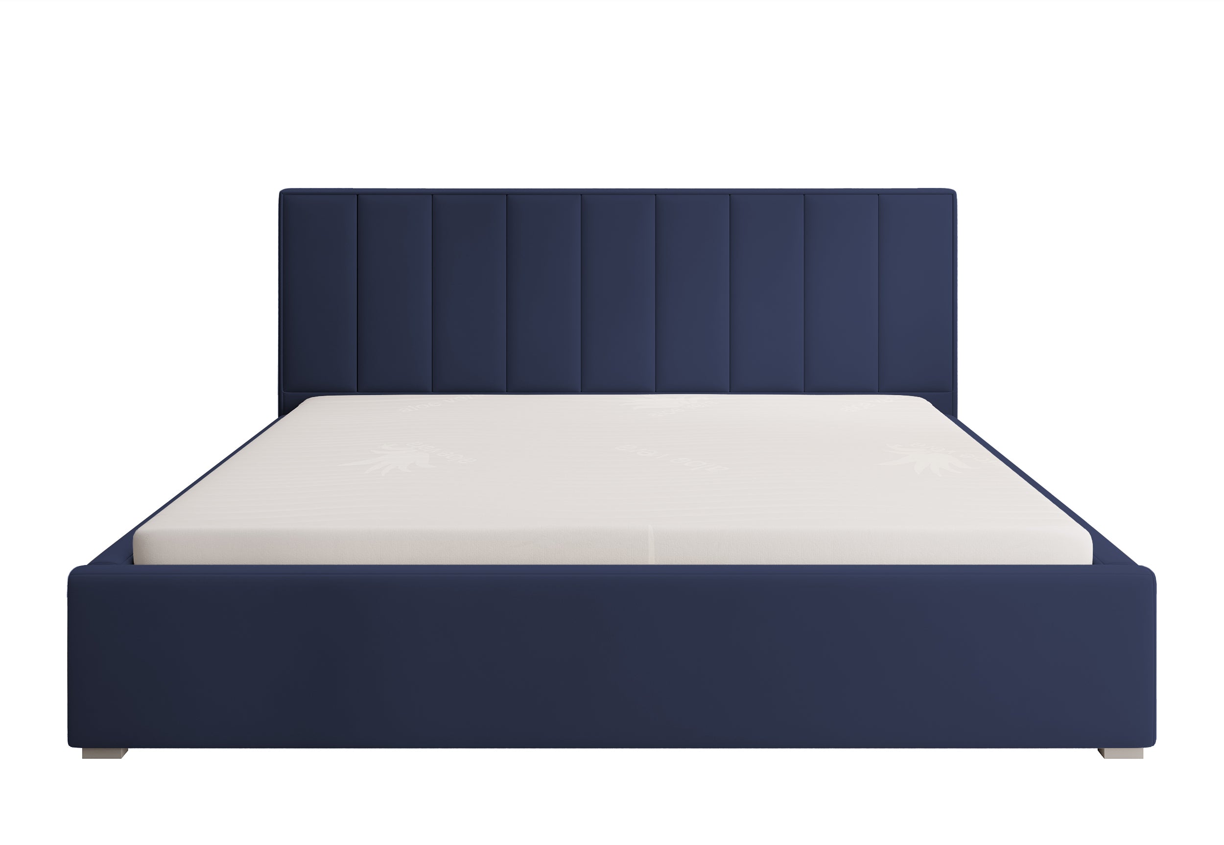 Łóżko tapicerowane 200x200 cm Rinus granatowe w tkaninie hydrofobowej