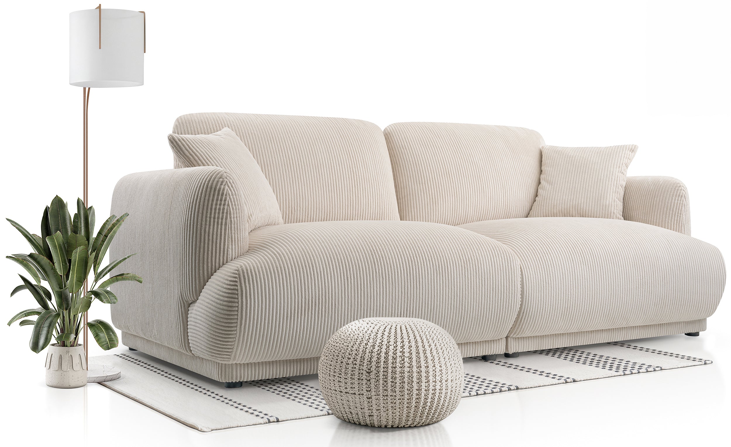 Sofa trzyosobowa Chacco jasnobeżowa sztruks