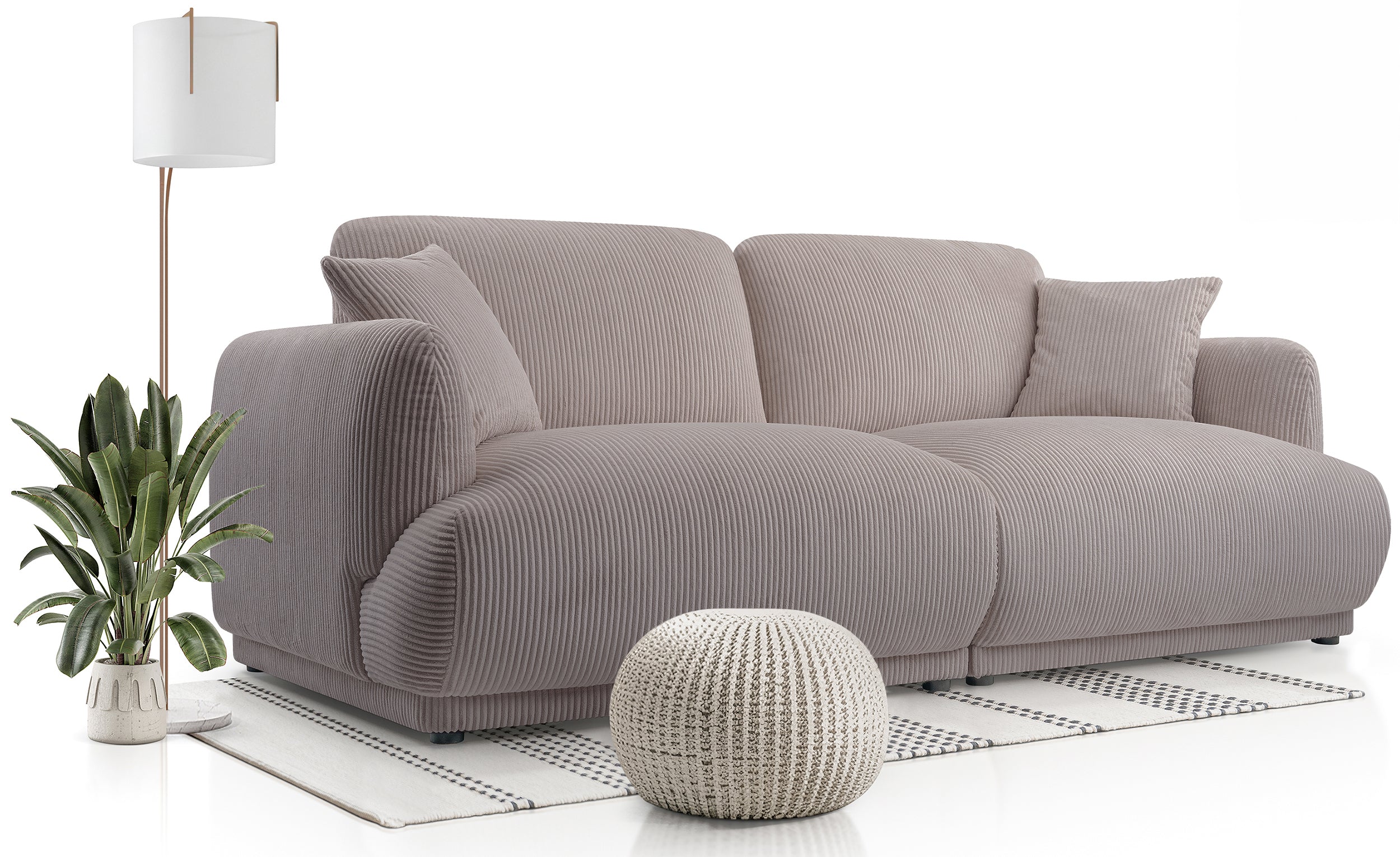 Sofa trzyosobowa Chacco ciemnobeżowa sztruks