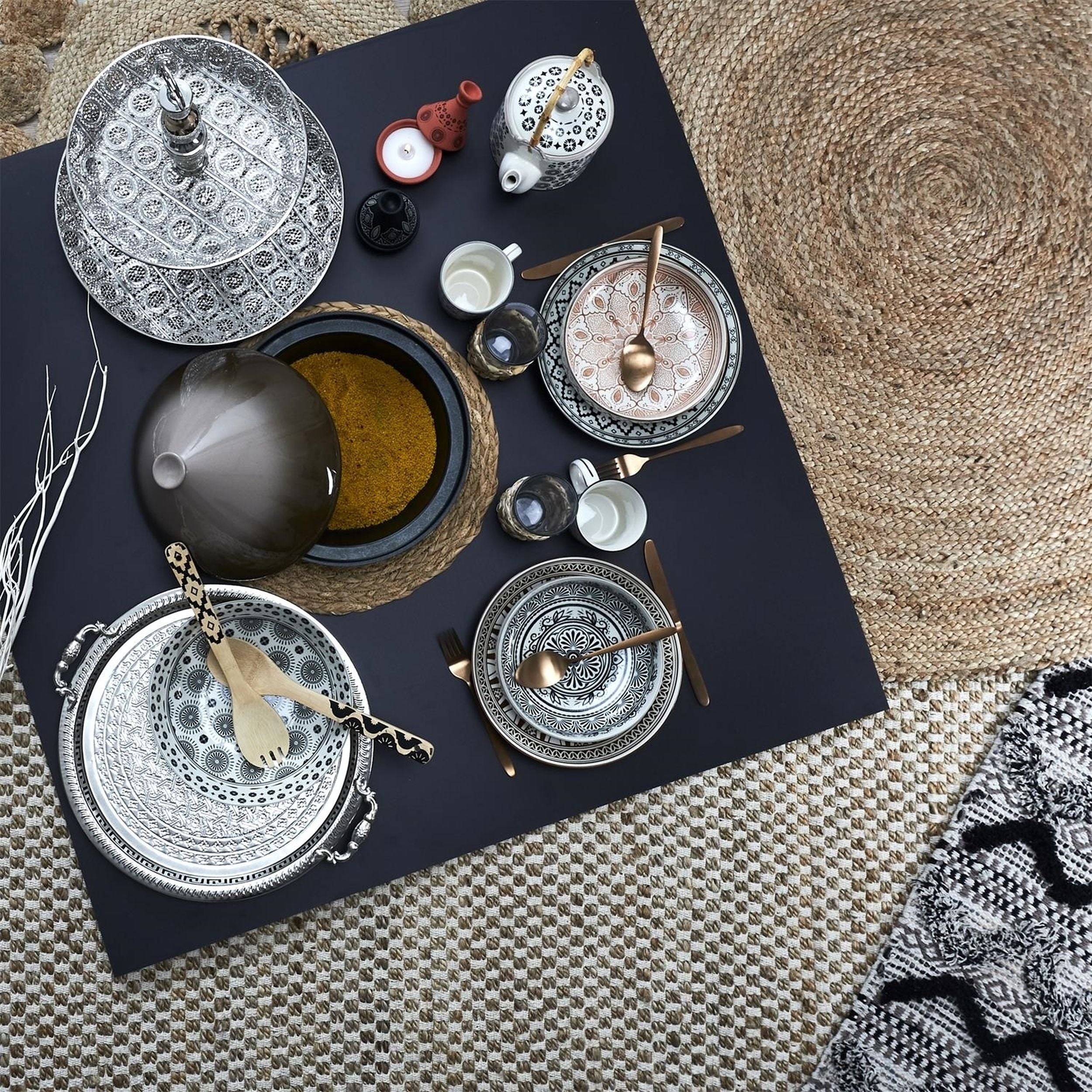 Zestaw sztućców Charbon miedziane 16 sztuk