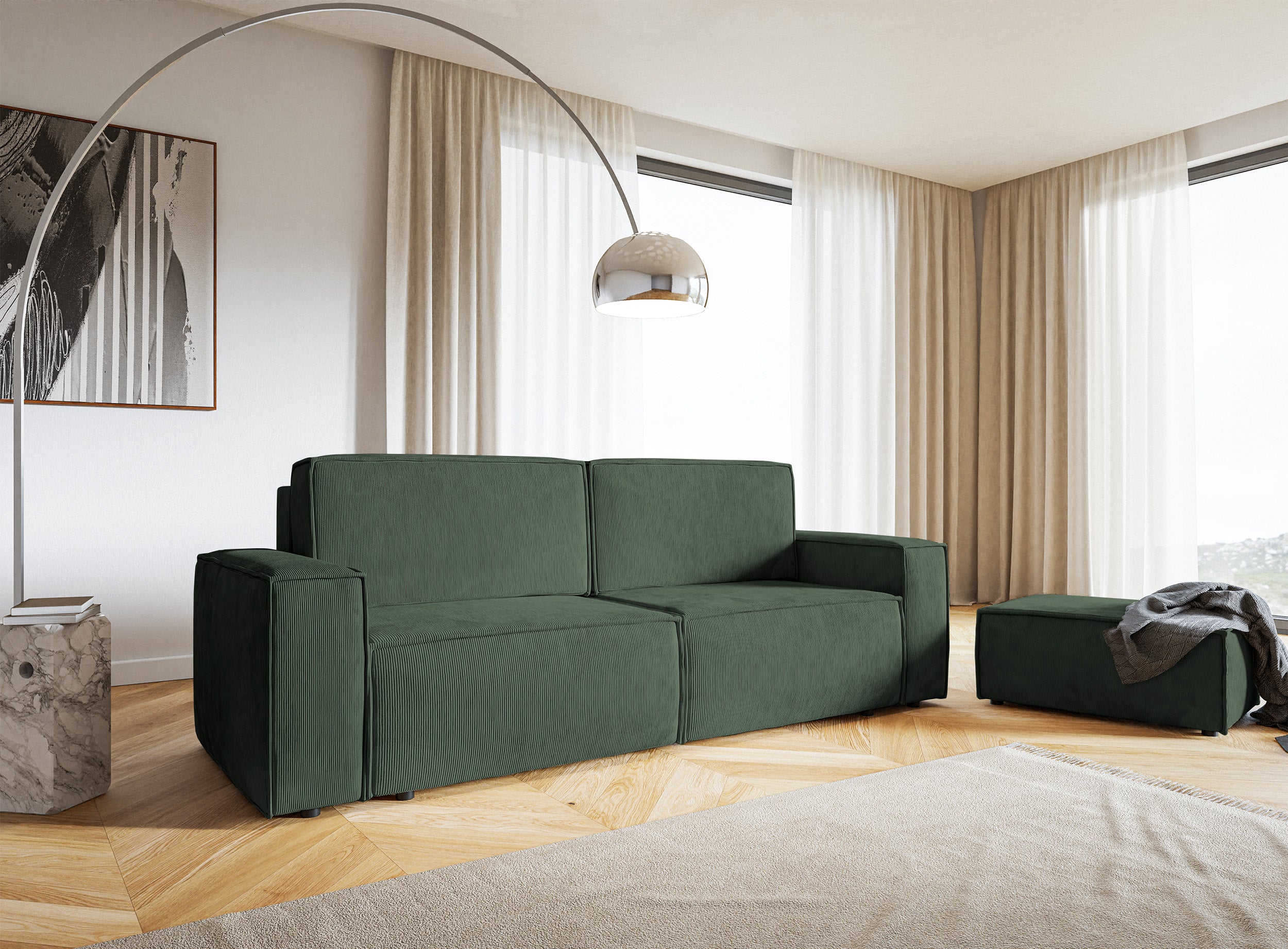 Pufa Copertino 65x90 cm zielona sztruks