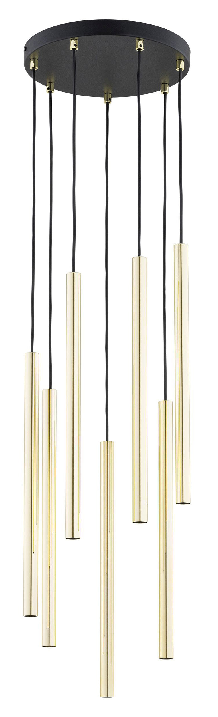 Lampa wisząca Corinaldo na okrągłej podsufitce złota x7