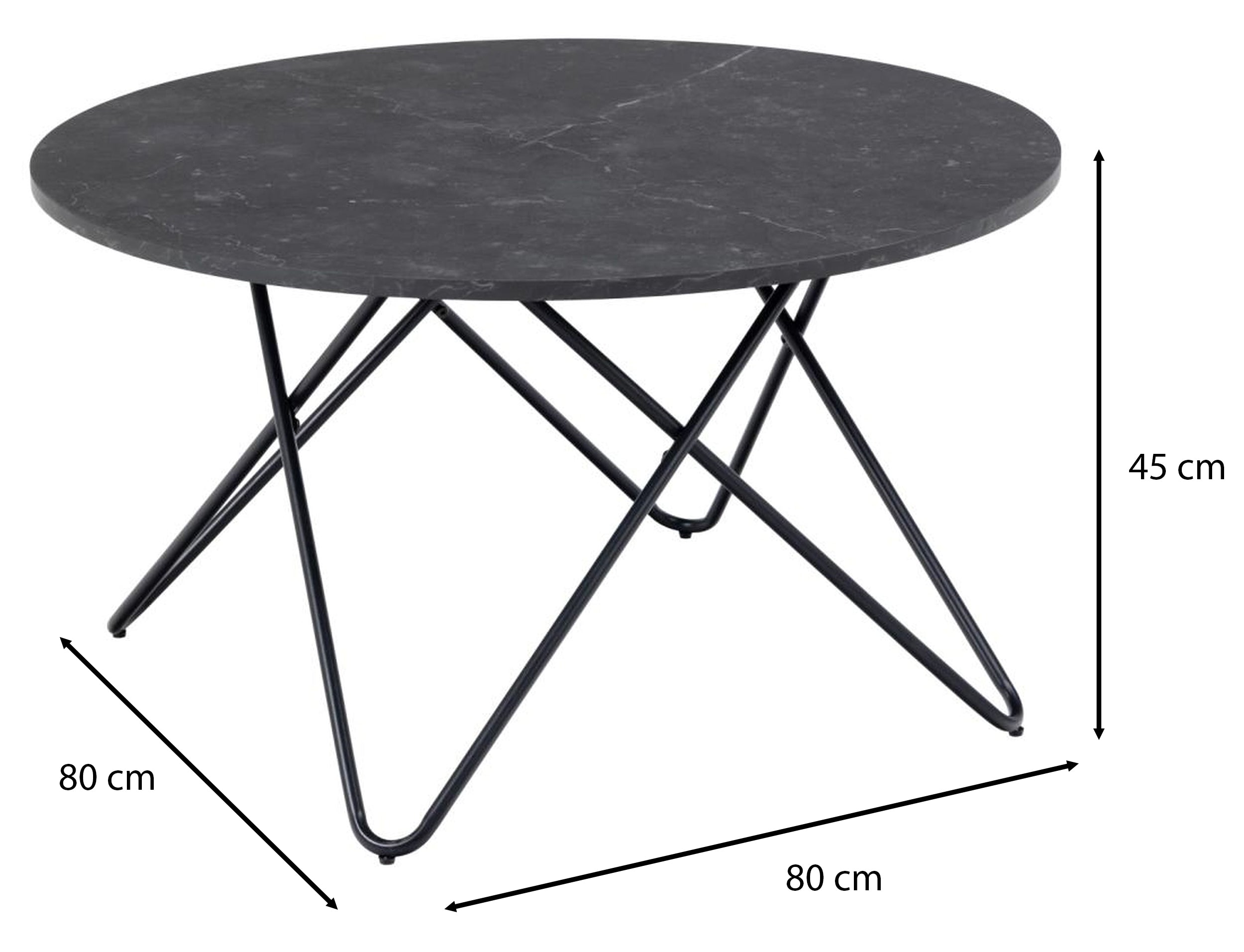 Stolik kawowy Cowelle okrągły 80 cm czarny na metalowej podstawie