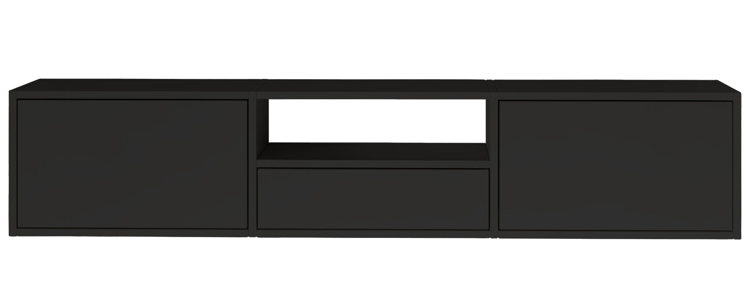 Szafka RTV Framme wisząca z trzema klapami i wnęką 150 cm czarna