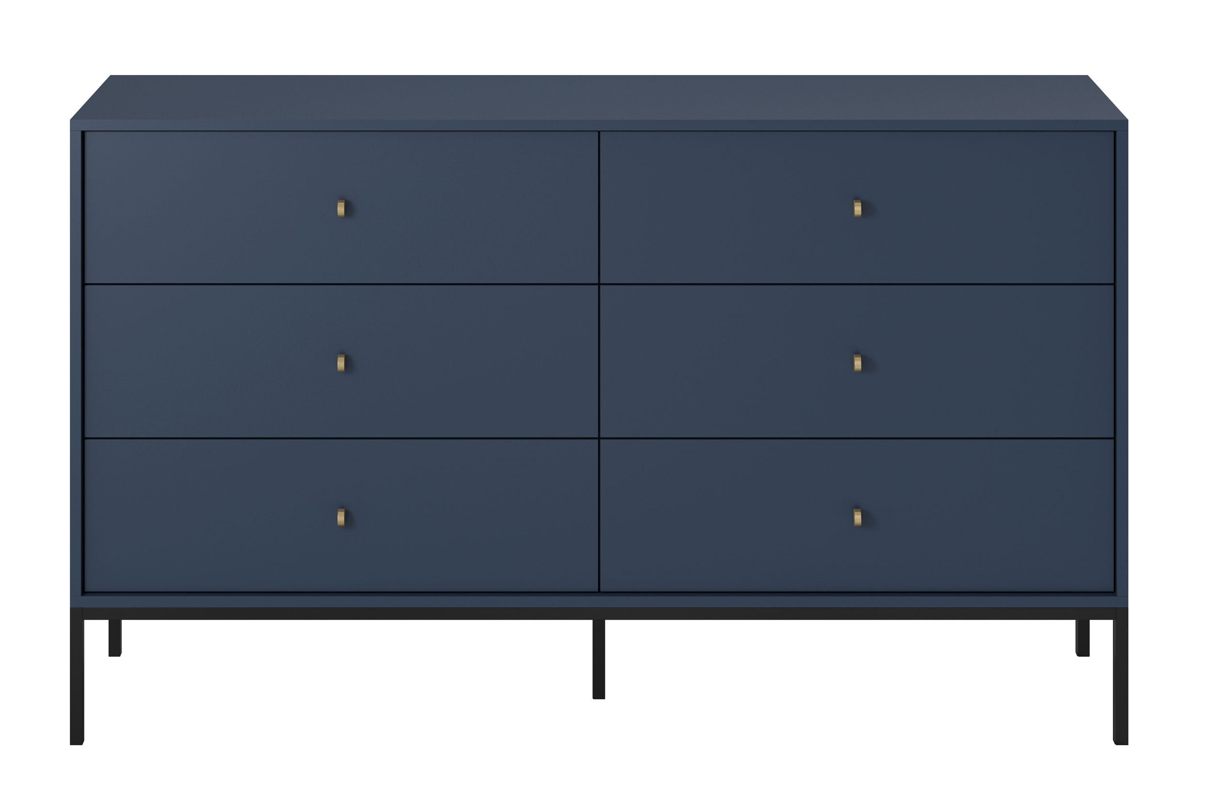 Komoda Monne 154 cm z sześcioma szufladami granatowa vintage