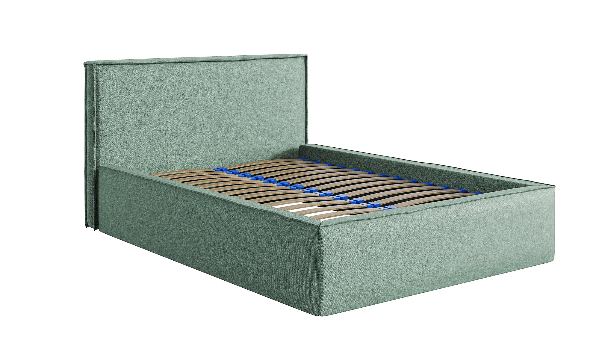 Łóżko tapicerowane 140x200 cm Lucera z pojemnikiem turkusowe