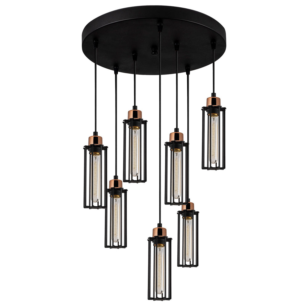 Lampa sufitowa Naomet x7 na okrągłej podsufitce czarna