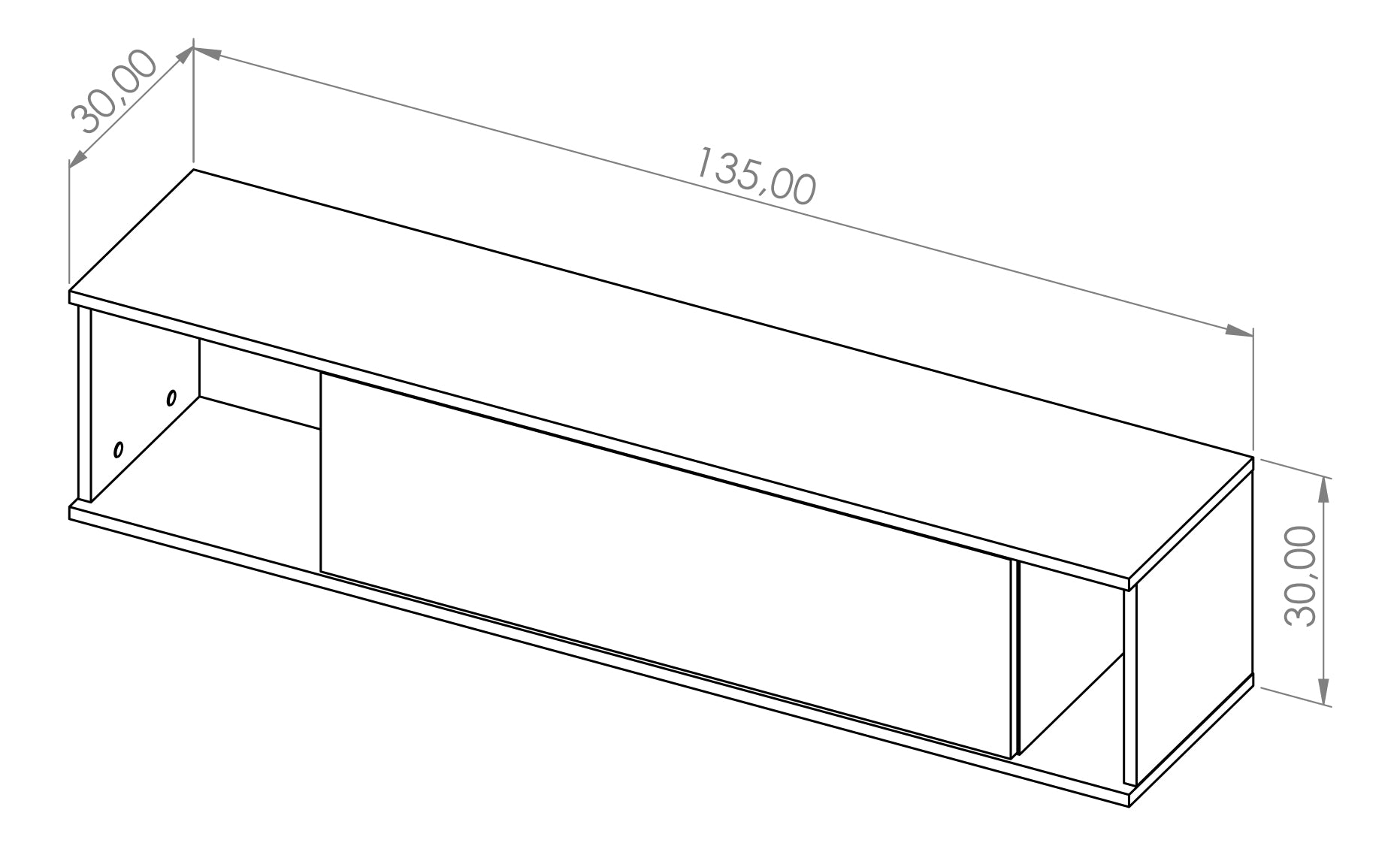 Szafka wisząca Perila 135 cm zamykana czarny