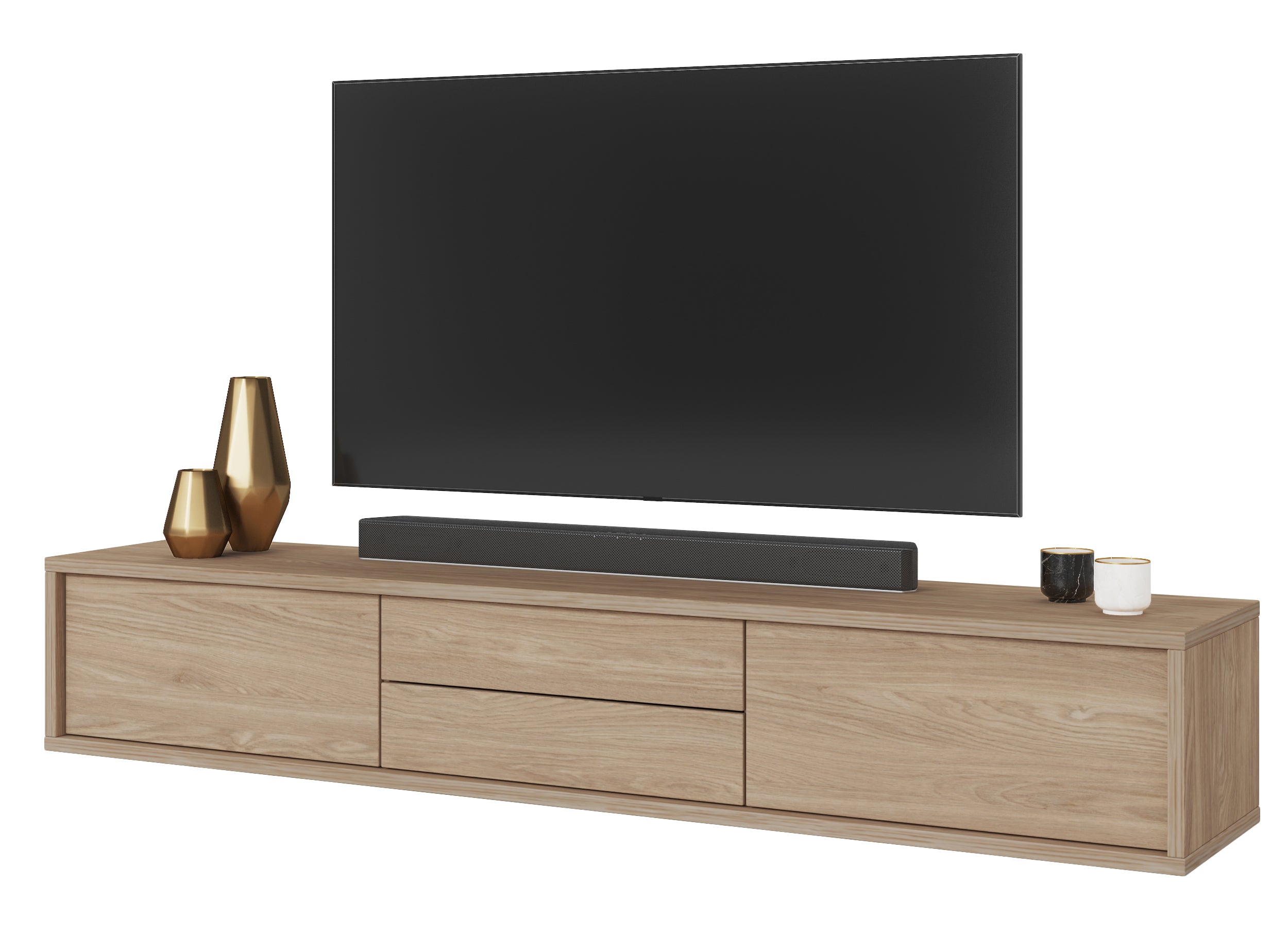 Szafka RTV Moddern 180 cm z szufladami i opcją powieszenia dąb olejowany