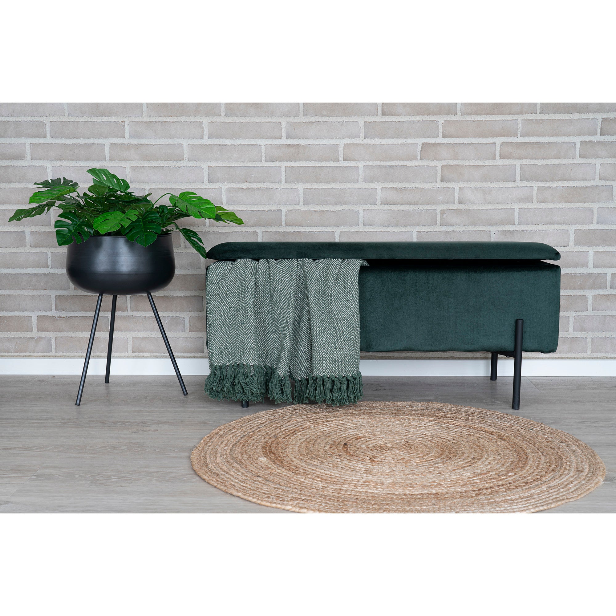 Ławka tapicerowana Bellent 95 cm zielona ze schowkiem