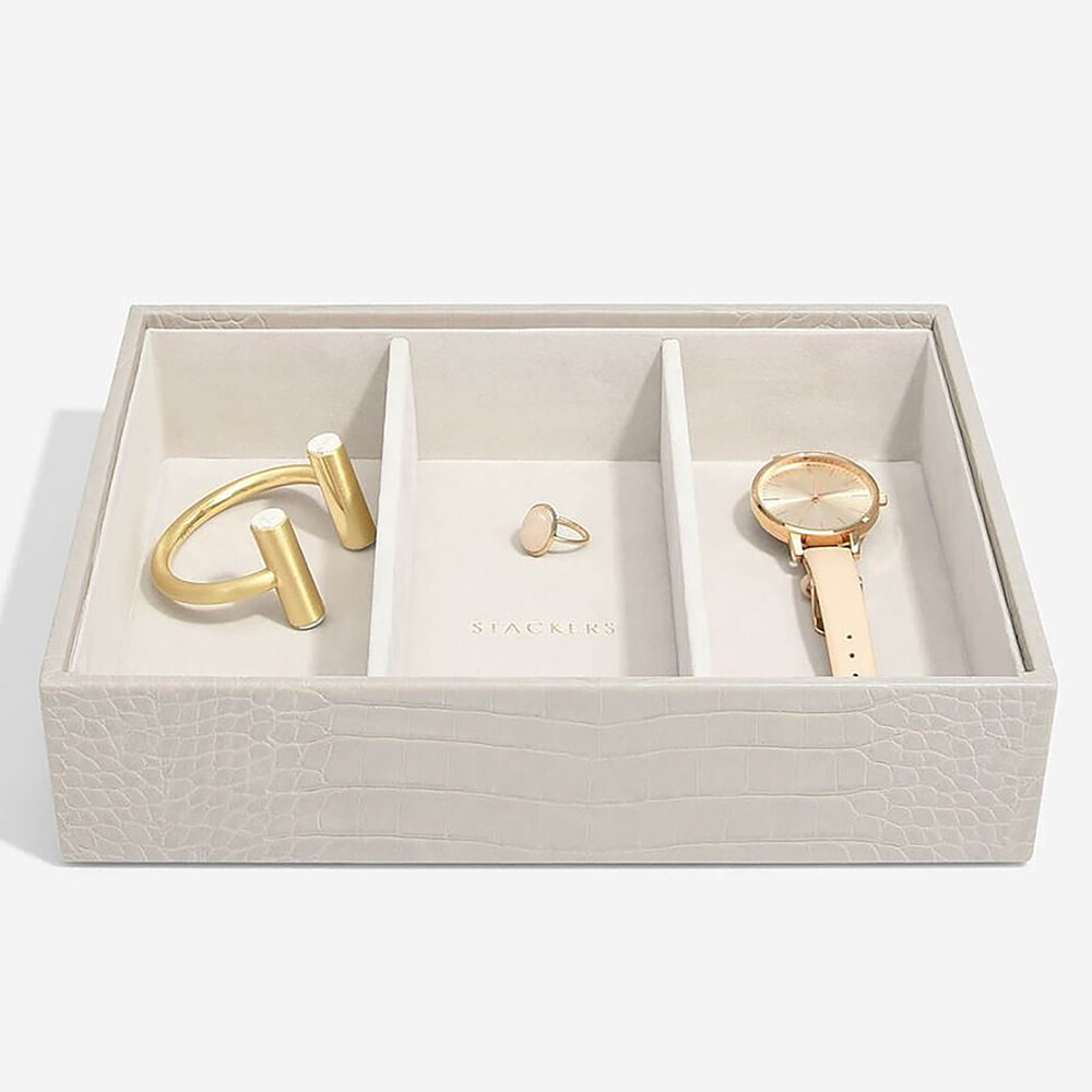 Szkatułka na biżuterię Classic jewellery Box beżowa z wytłaczanym wzorem