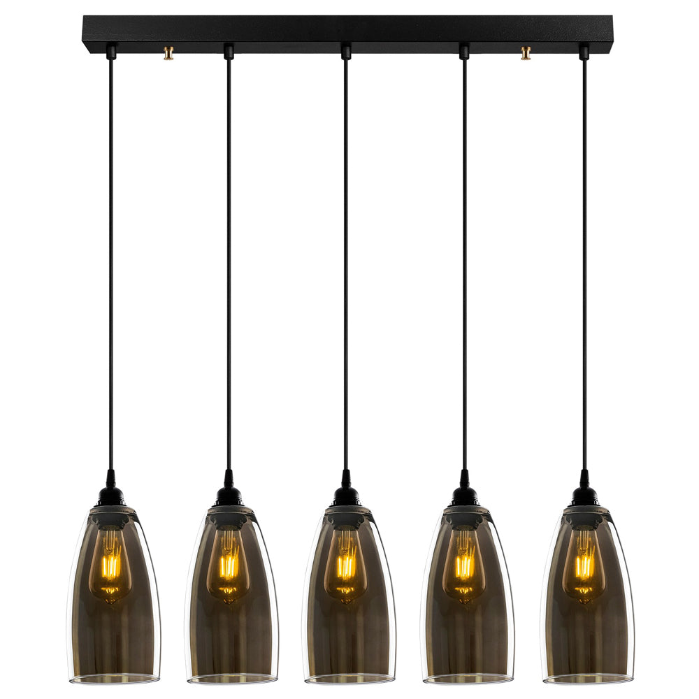 Lampa sufitowa Communis x5 83 cm ciemne szkło