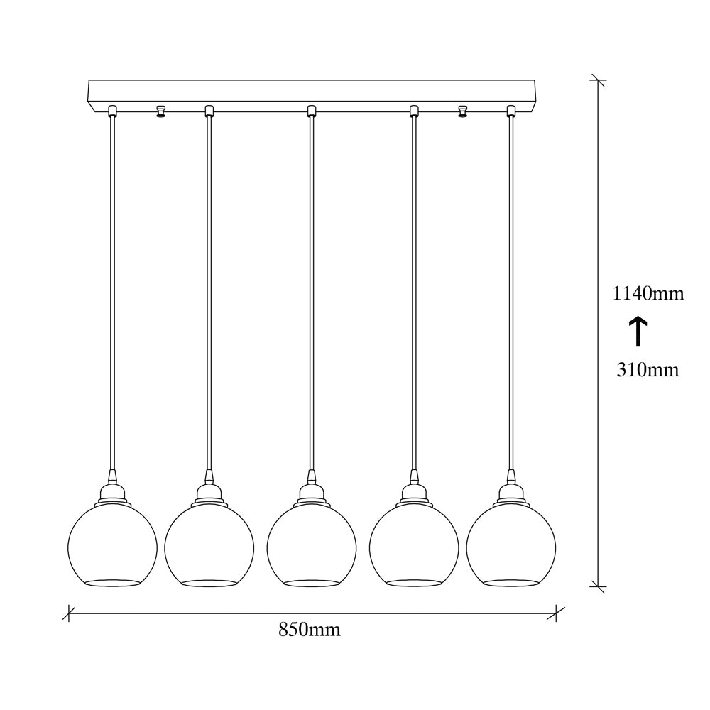 Lampa wisząca Communis x5 dymiony klosz