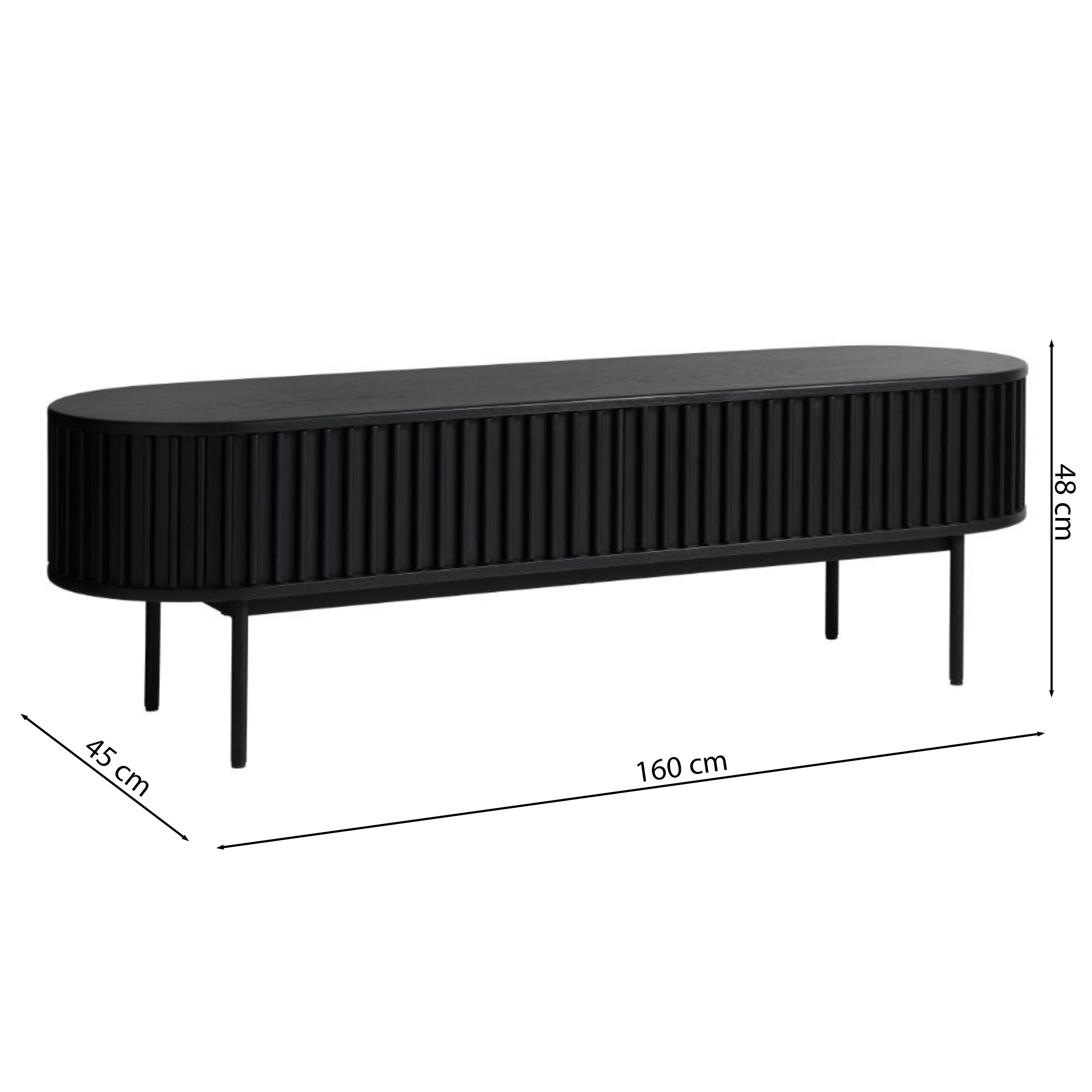 Szafka RTV Ovitties 160 cm czarne lamele