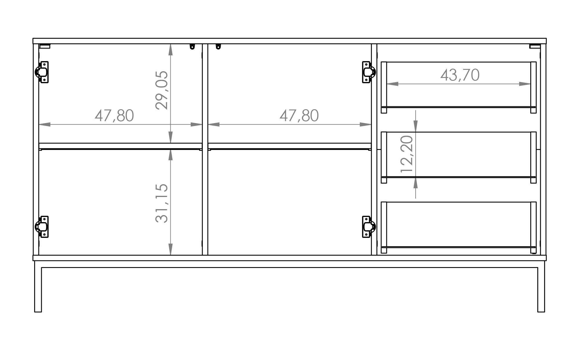Komoda dwudrzwiowa Perila 150 cm z szufladami czarna