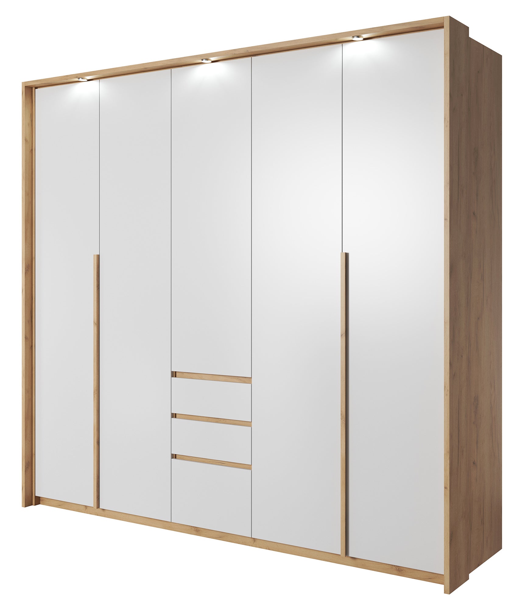 Szafa Grejs 230 cm harmonijkowa dąb craft złoty / biała