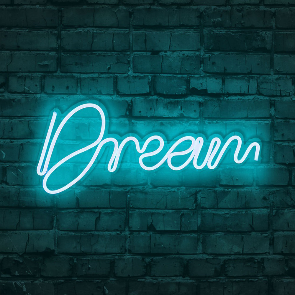 Neon na ścianę Letely z napisem Dream niebieski