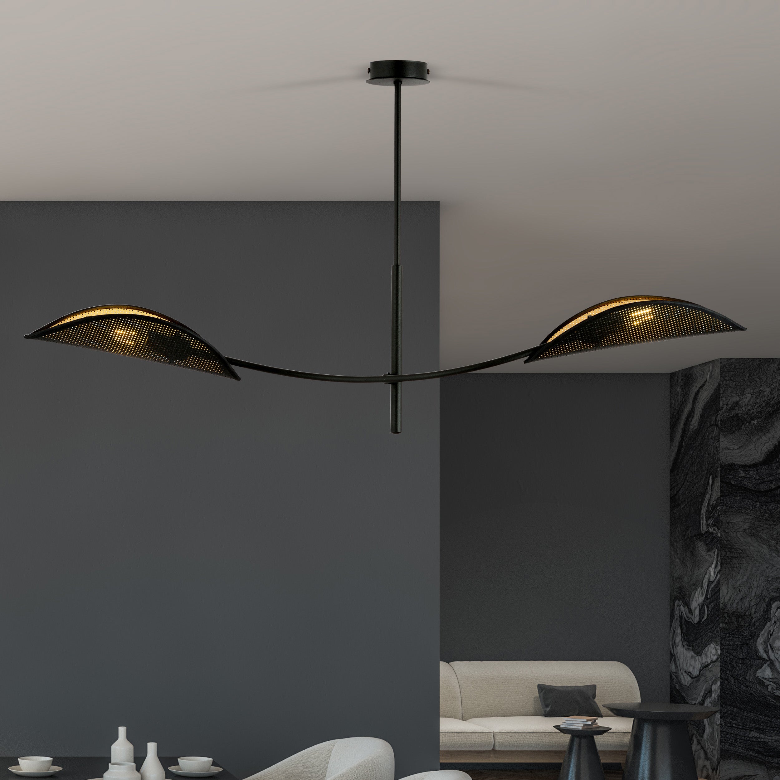 Lampa wisząca Farang x2 czarno-złota
