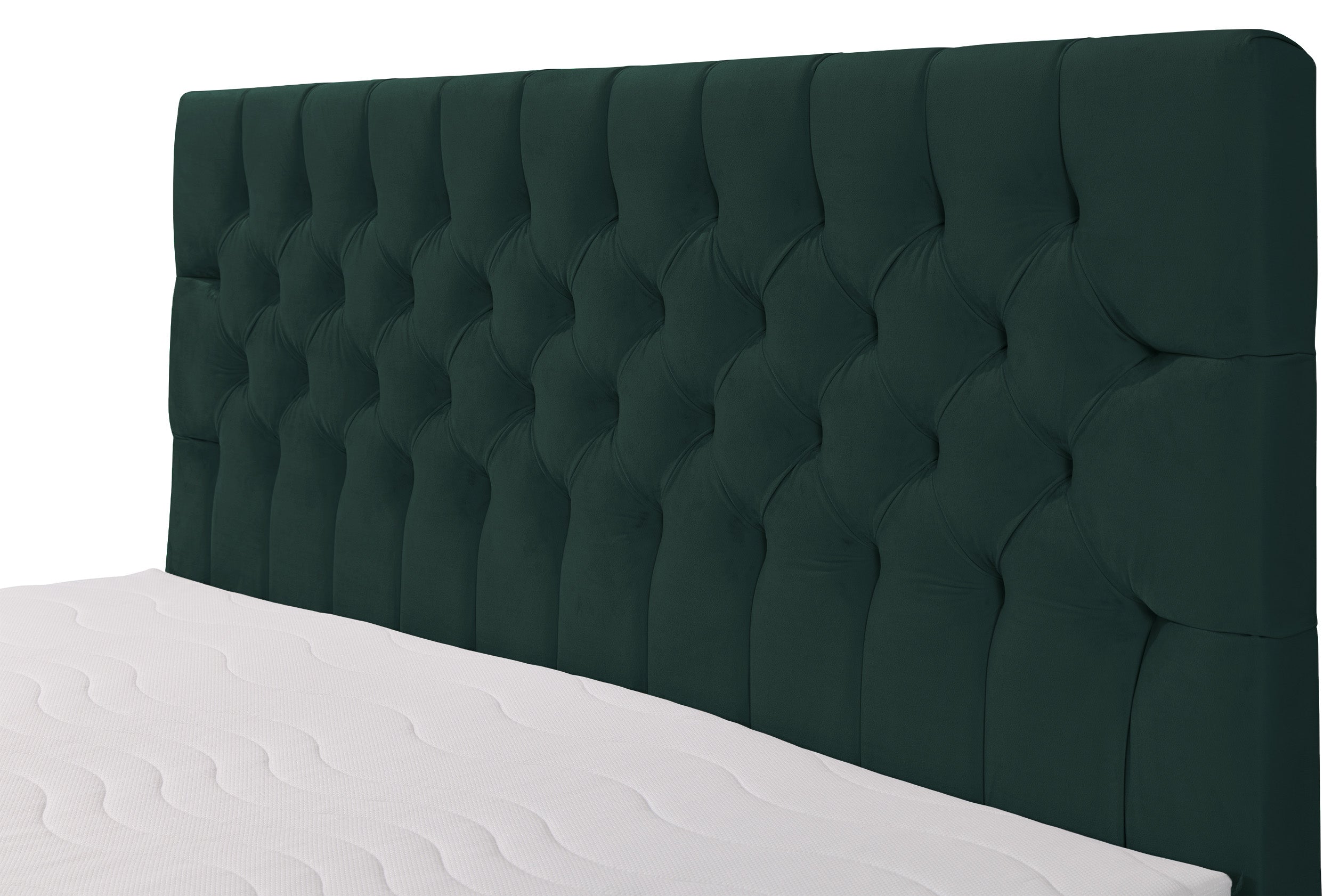 Łóżko kontynentalne 180x200 cm Daissy z pojemnikami i topperem butelkowa zieleń welur